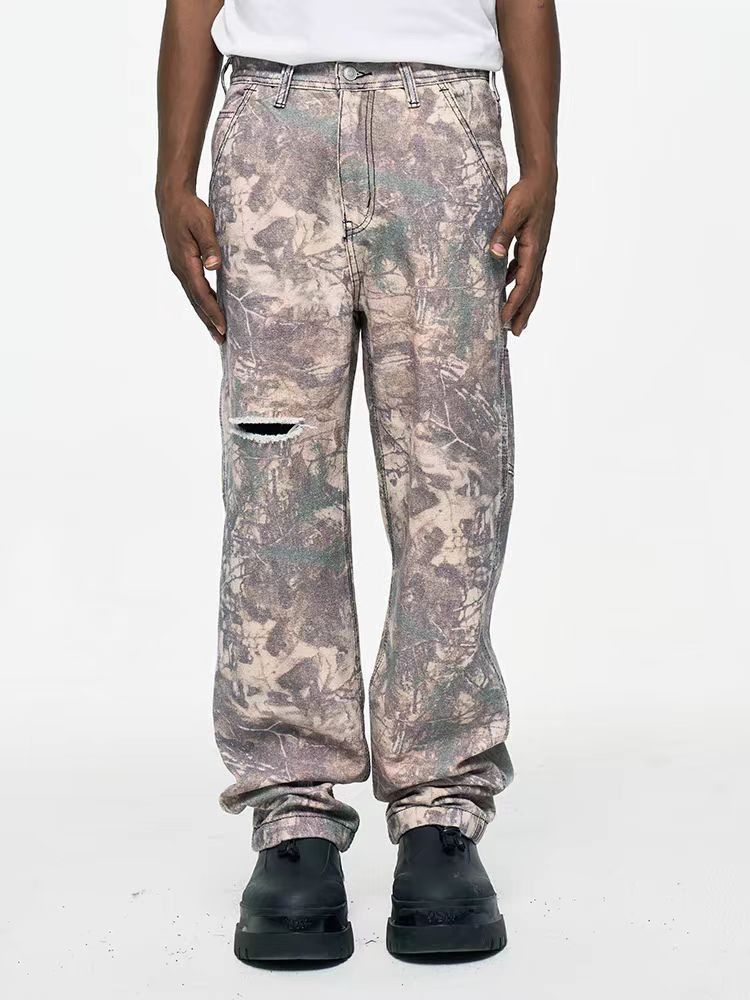Japanese Brand × Jean Melancholy Style Leaf Camouflage Aged Workwear Jeans Size US 32 / EU 48 - 2 Thumbnail