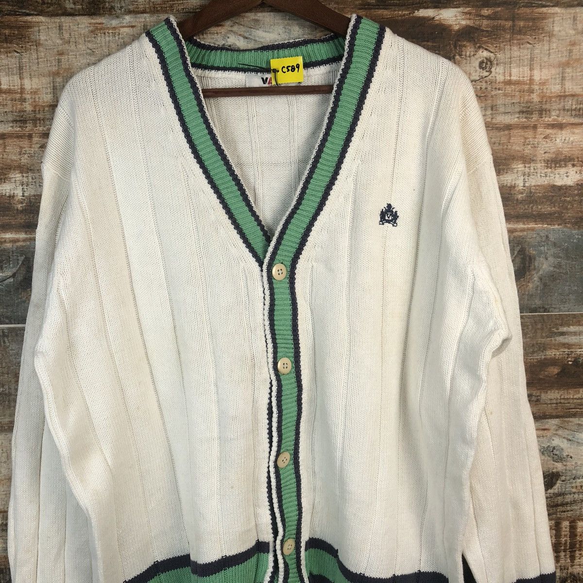 Van DL Van White Cardigan Knitwear #C589 Size US M / EU 48-50 / 2 - 5 Thumbnail