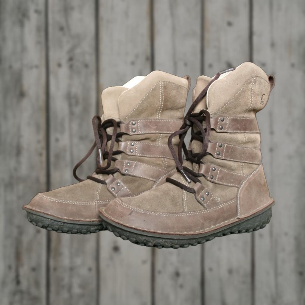 SOREL VINTAGE Sorel Kaya Boots Women Leather Suede Brown Sherpa Lined Winter Lace Up 5.5 Womens Size US 6 / IT 36 - 1 Thumbnail