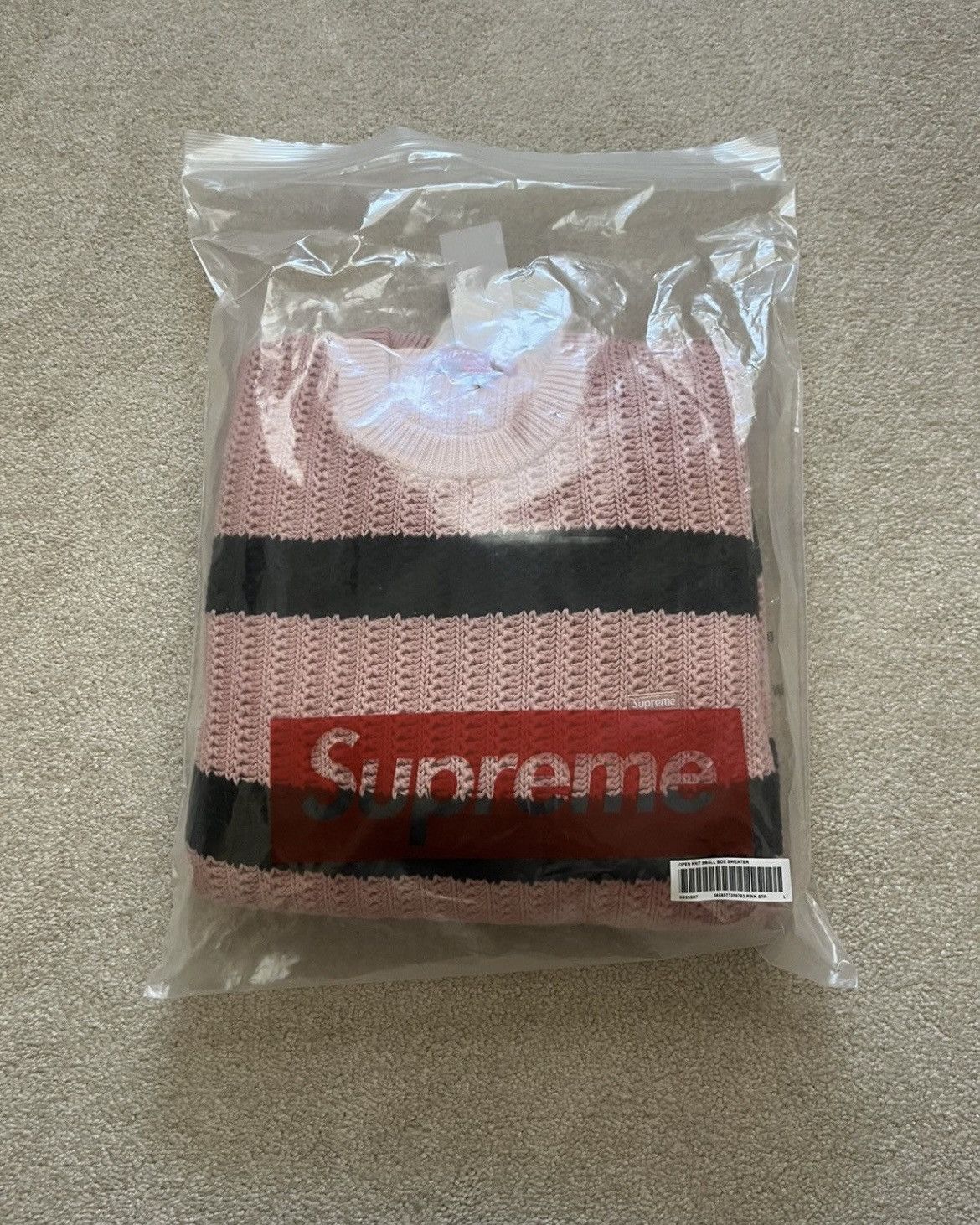 Supreme loose gauge stripe small box logo sweater