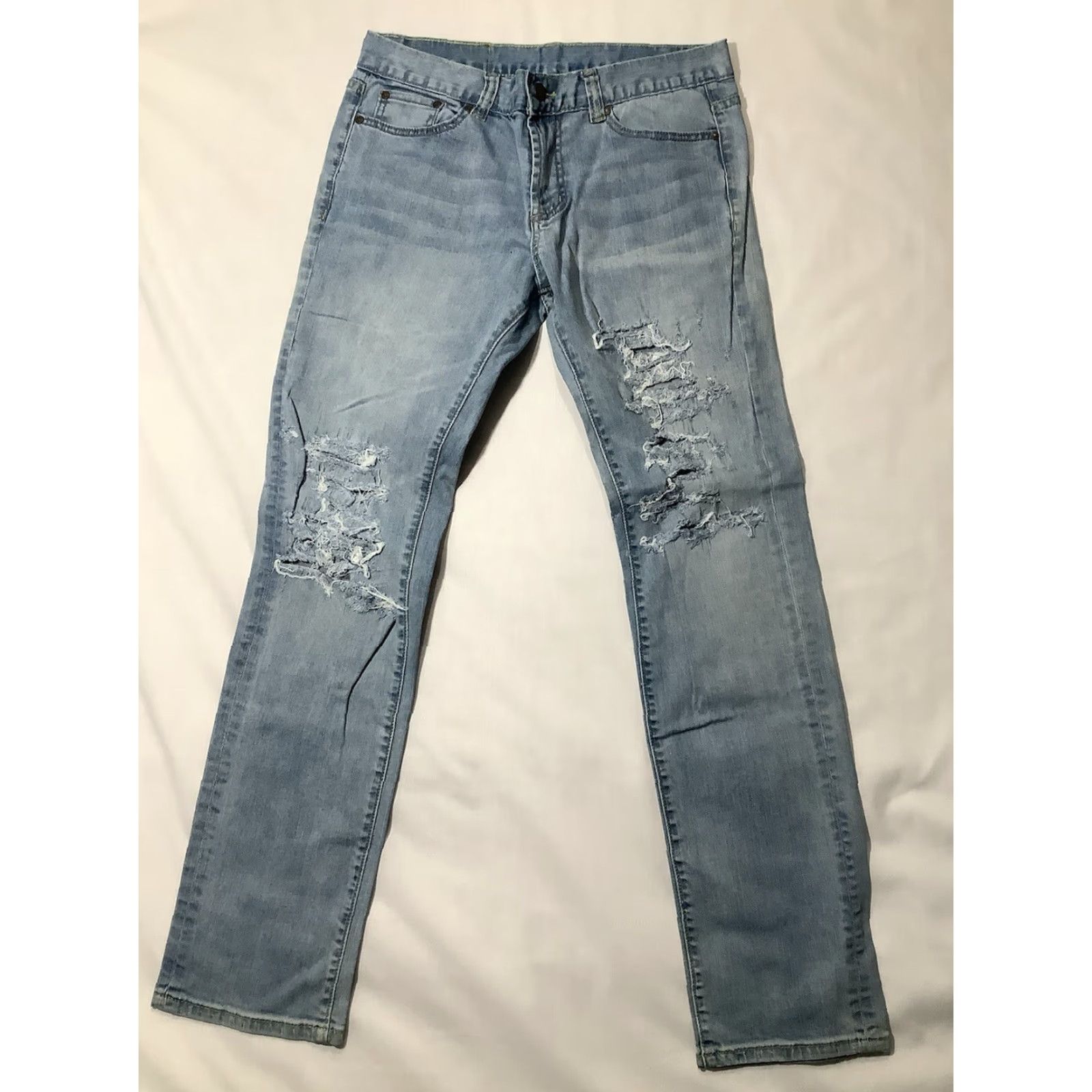 Vintage revolt Jeans Slim Active R/S Stretch Denim Blue Mens 32 Inseam 31 Regular Fit 30x31 Straight Casual Distressed Size US 32 / EU 48 - 2 Thumbnail