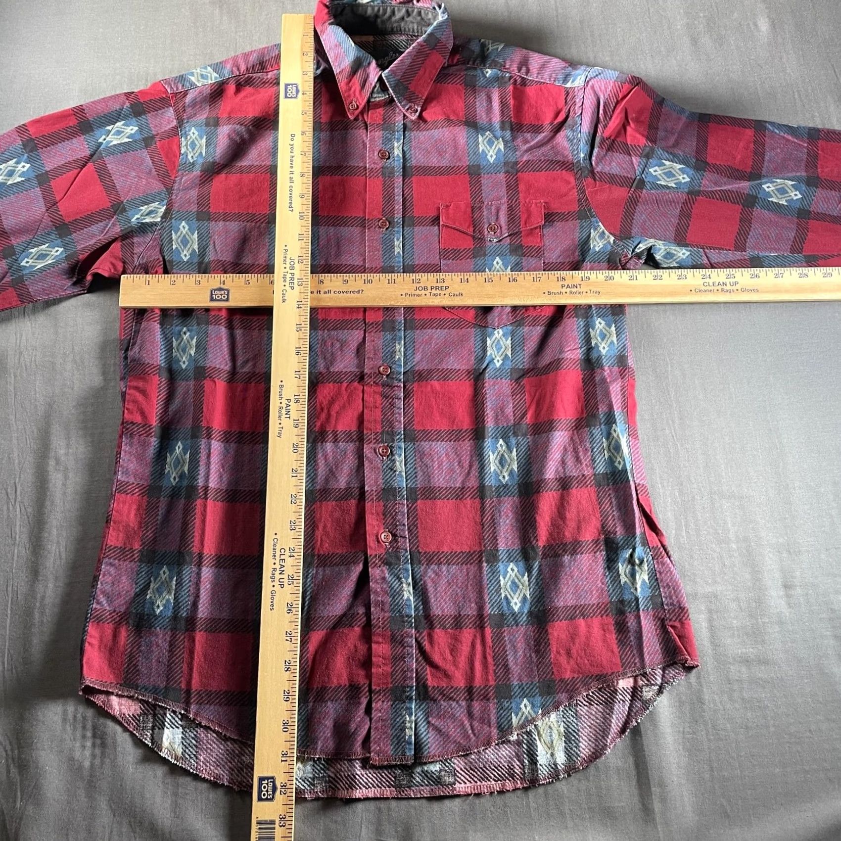 Wrangler VINTAGE Wrangler Shirt Mens Red Plaid Button-Down Long Sleeve Western X-Long Tails Size US L / EU 52-54 / 3 - 5 Thumbnail