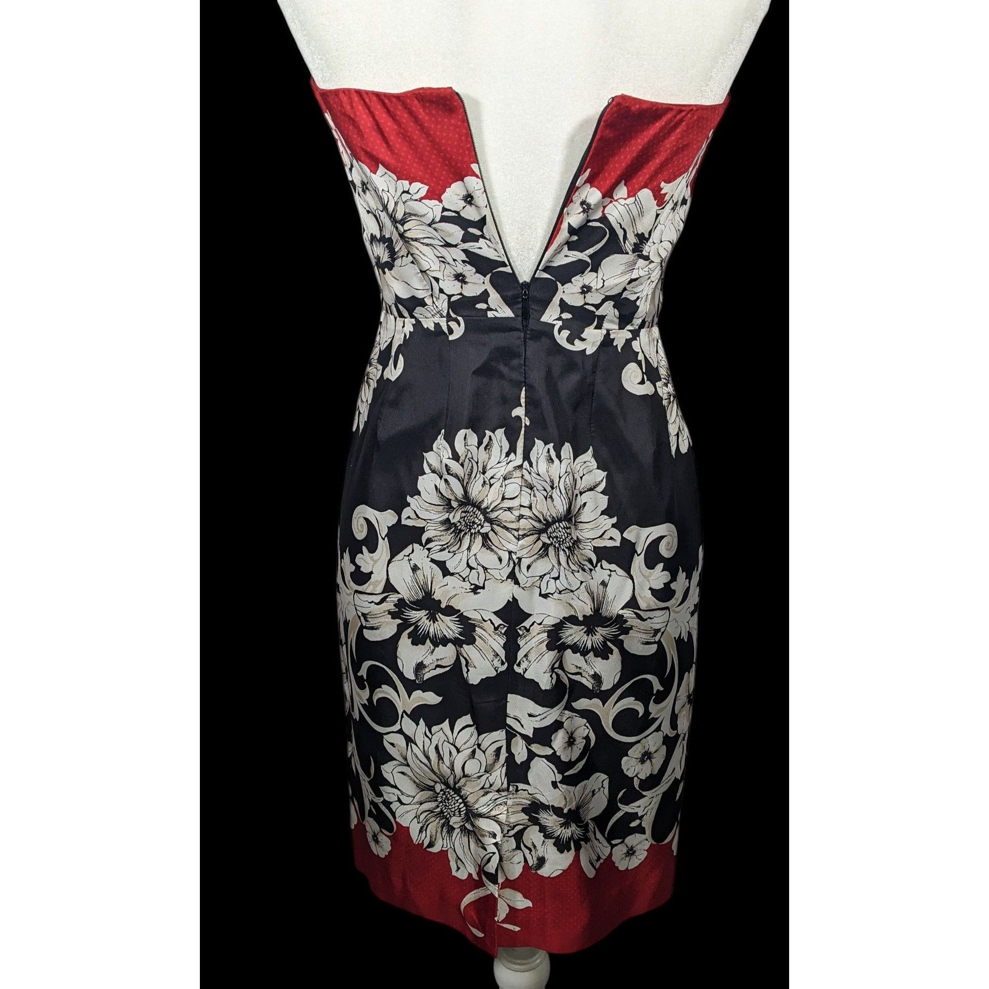 White House Black Market White House Black Marked Floral Strapless Silk Mini Dress Si Size XS / US 0-2 / IT 36-38 - 3 Thumbnail