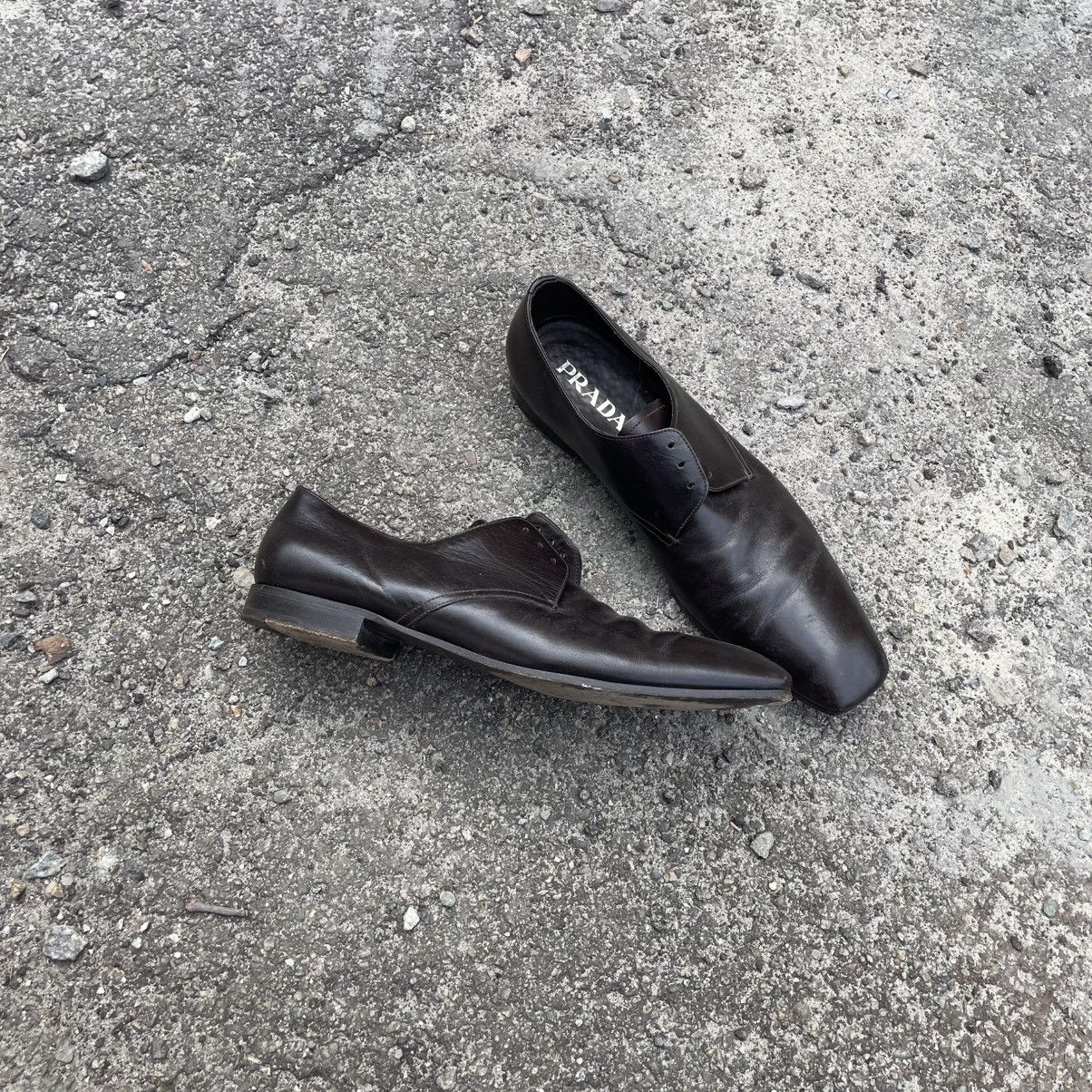 old luxury Prada Men Leather Ankle Boots Shoes oxford