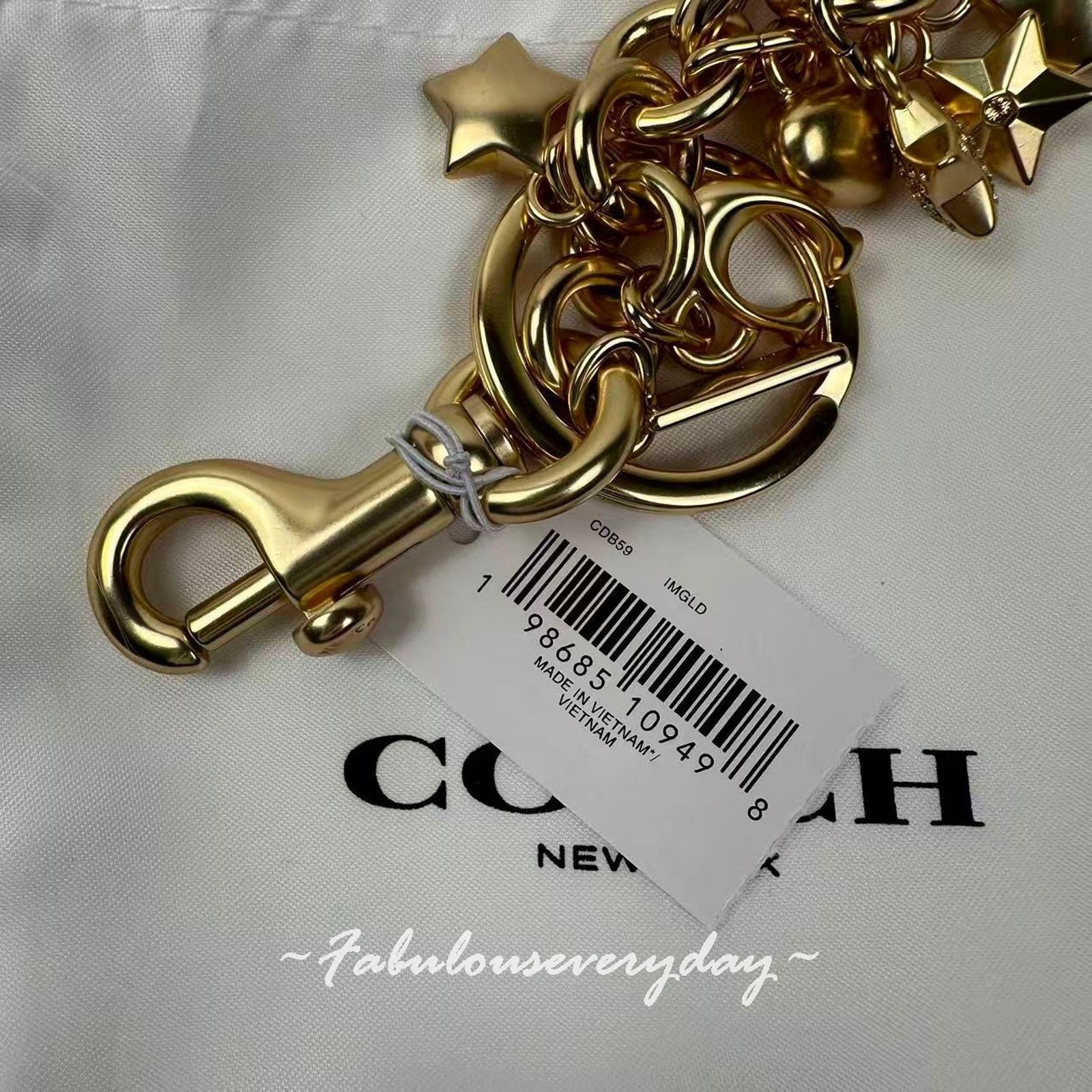 Coach Coach Star Moon Cluster Bag Charm In Gold CDB59 Keychain NWT Size ONE SIZE - 4 Thumbnail