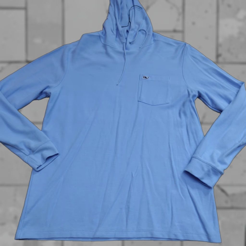 Vineyard Vines Vineyard Vines Hoodie M Blue Lightweight Knit Pocket Embroidered Mens Pullover Size US M / EU 48-50 / 2 - 1 Thumbnail