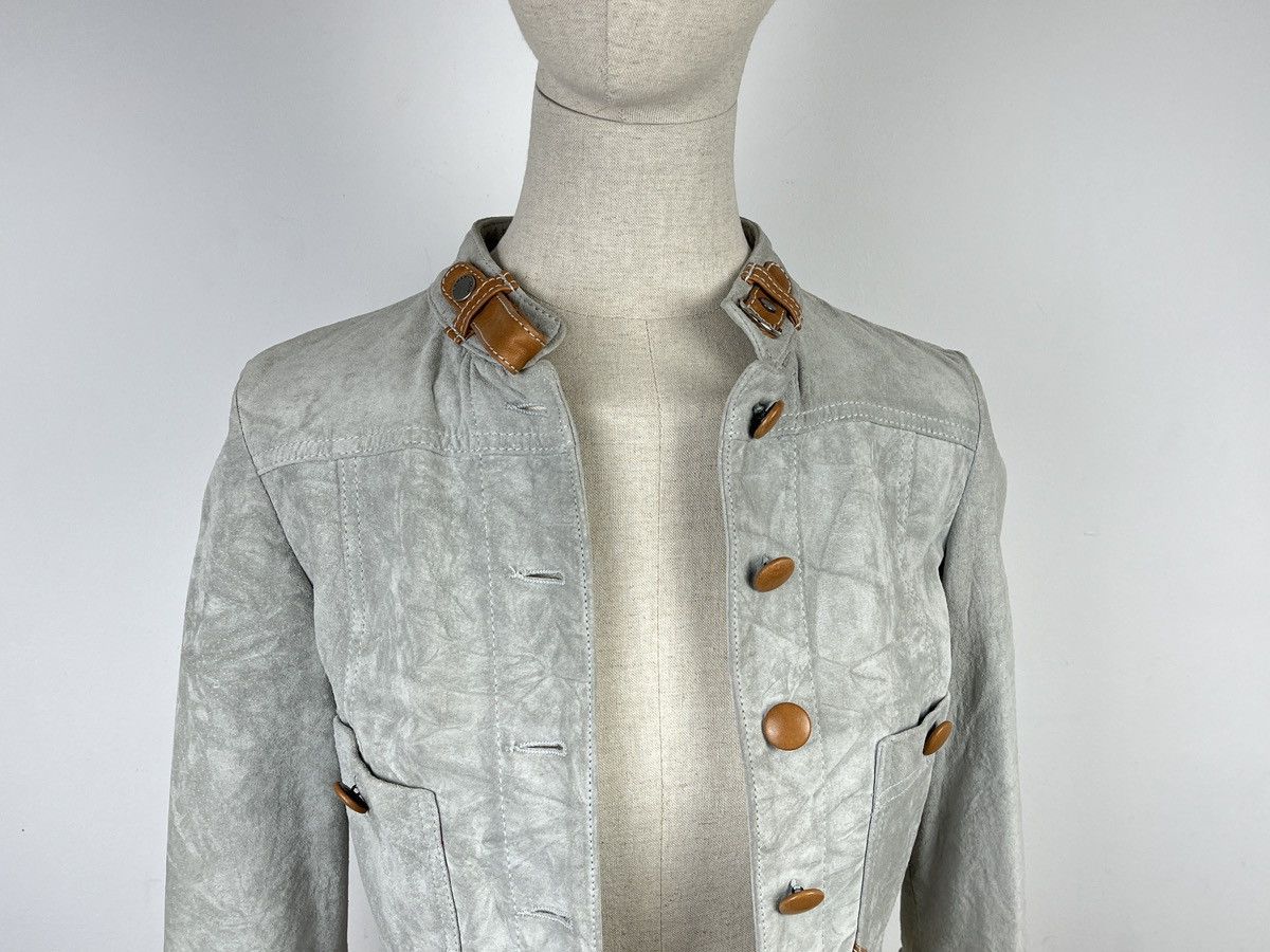 Armani × Vintage Armani Jeans Vintage Grey Leather Rare Streetwear Jacket Size S / US 4 / IT 40 - 4 Thumbnail