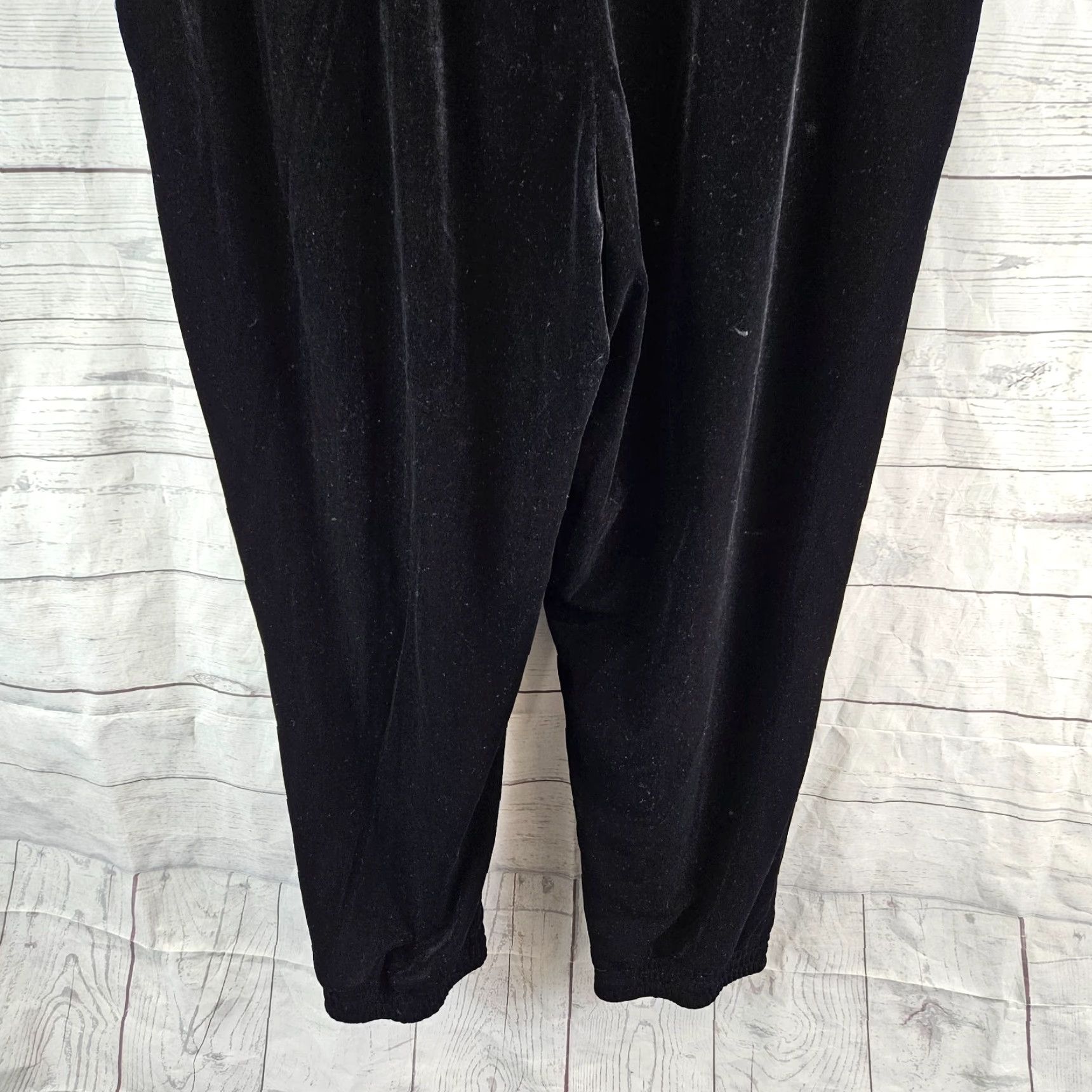 Velvet Skies Are Blue Velvet Cropped Pants 1X Black High Rise Womens Pants VIPNQI Size 40" / US 18 - 5 Thumbnail