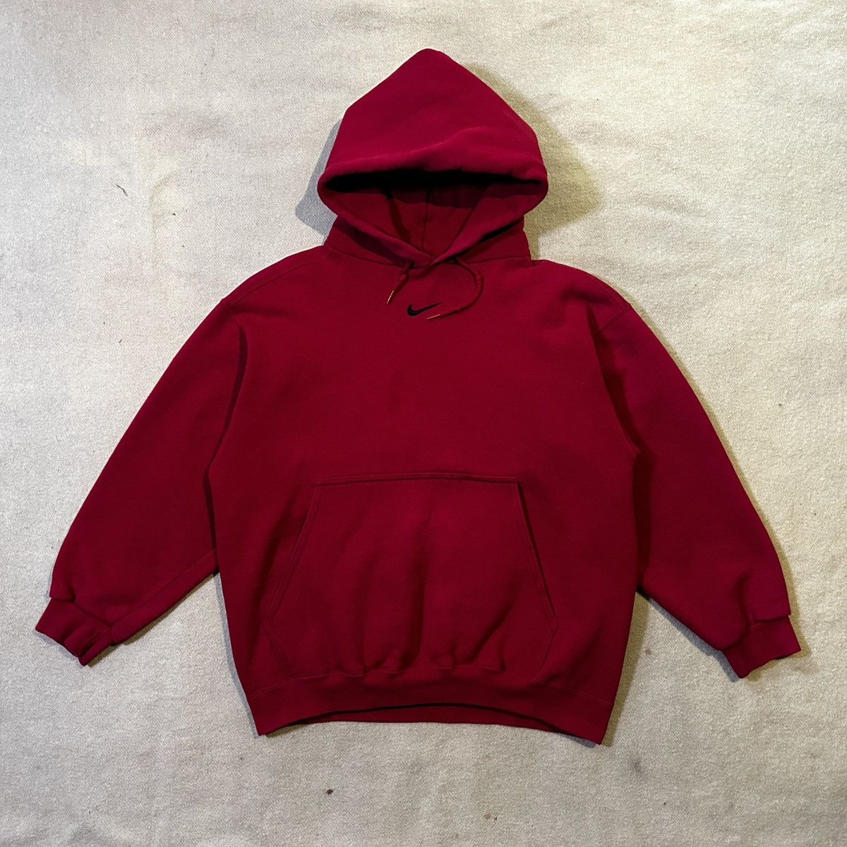 image of Made In USA x Nike Vintage 90's Nike Center Swoosh Hoodie Sweatshirt in Red, Men's (Size Medium)