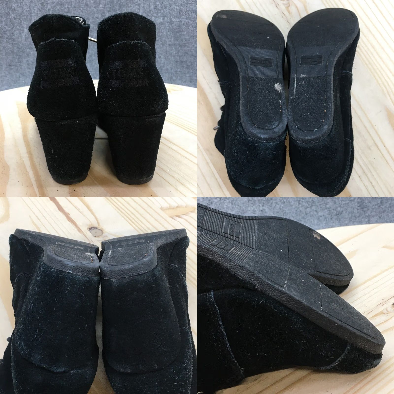 Toms TOMS Boots Womens 8 Ankle Booties Wedge Heels Casual 380515 Black Suede Lace Up Size US 8 / IT 38 - 8 Thumbnail
