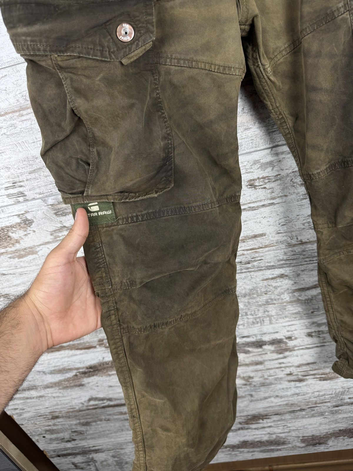 G-Star Mens Vintage G Star Raw RACKAM STRAIGHT CUFFED cargo pants Size US 32 / EU 48 - 12 Thumbnail