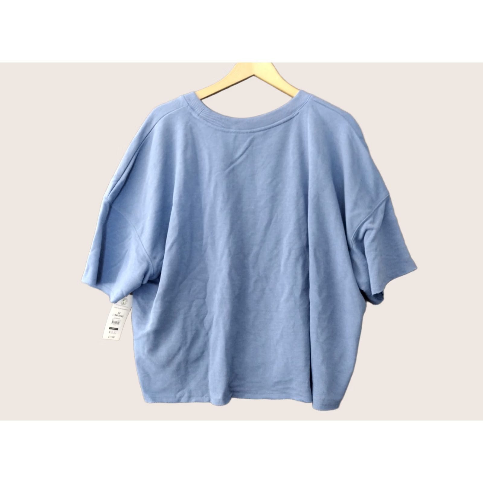 Vintage Secret Treasures Blue Crop Sleepshirt 2X Adult Womens Cotton Blend Crew Neck Short Sleeve Lounge Sleepwear Size XXL / US 16-18 / IT 52-54 - 1 Thumbnail