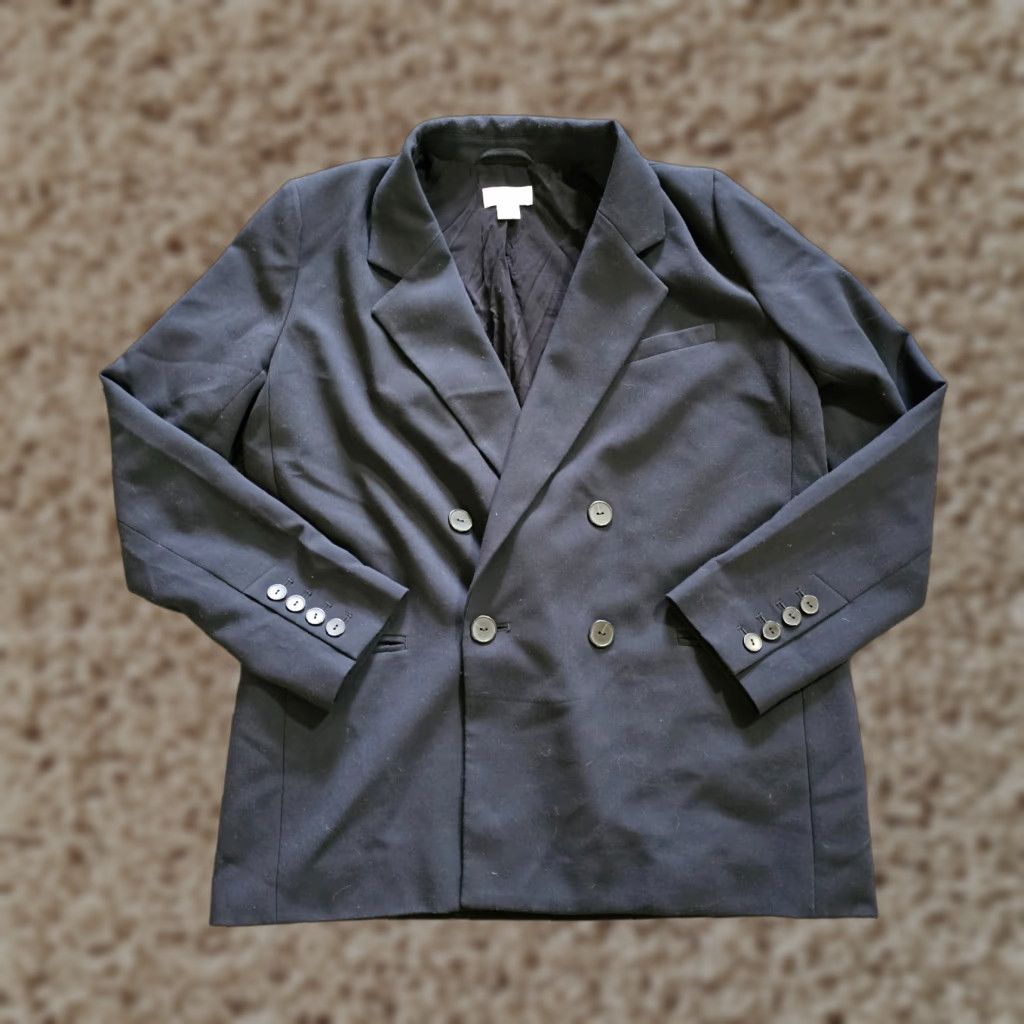 Vintage Maeve Blazer Womens Size 10 Black Double Breasted Long Sleeve Lined 80s Career Jacket Blazer Mens Womens Size L / US 10 / IT 46 - 1 Thumbnail