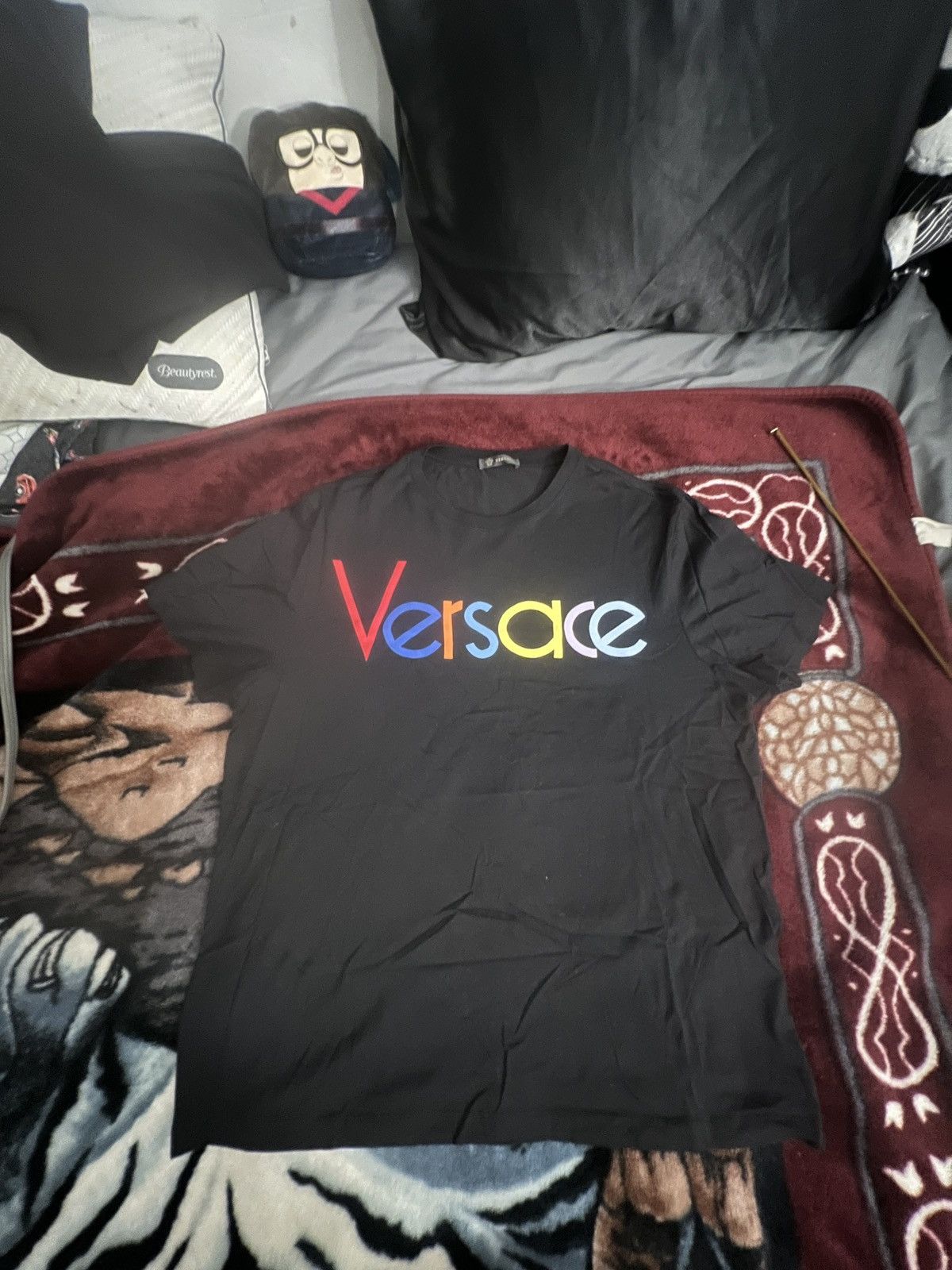 Versace Versace Muliti color Print Black Tee Size US XL / EU 56 / 4 - 1 Thumbnail