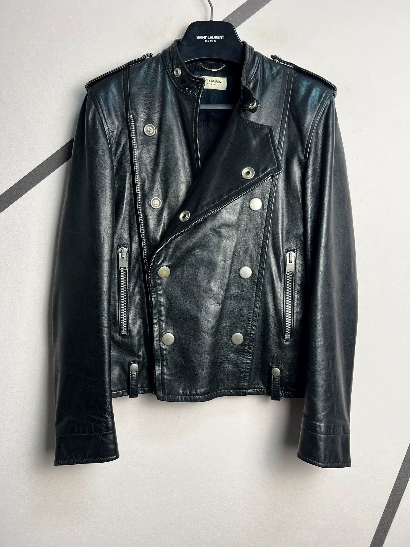 Saint Laurent Paris Authentic Saint Laurent double-breasted motorcycle jacket Size US M / EU 48-50 / 2 - 1 Thumbnail