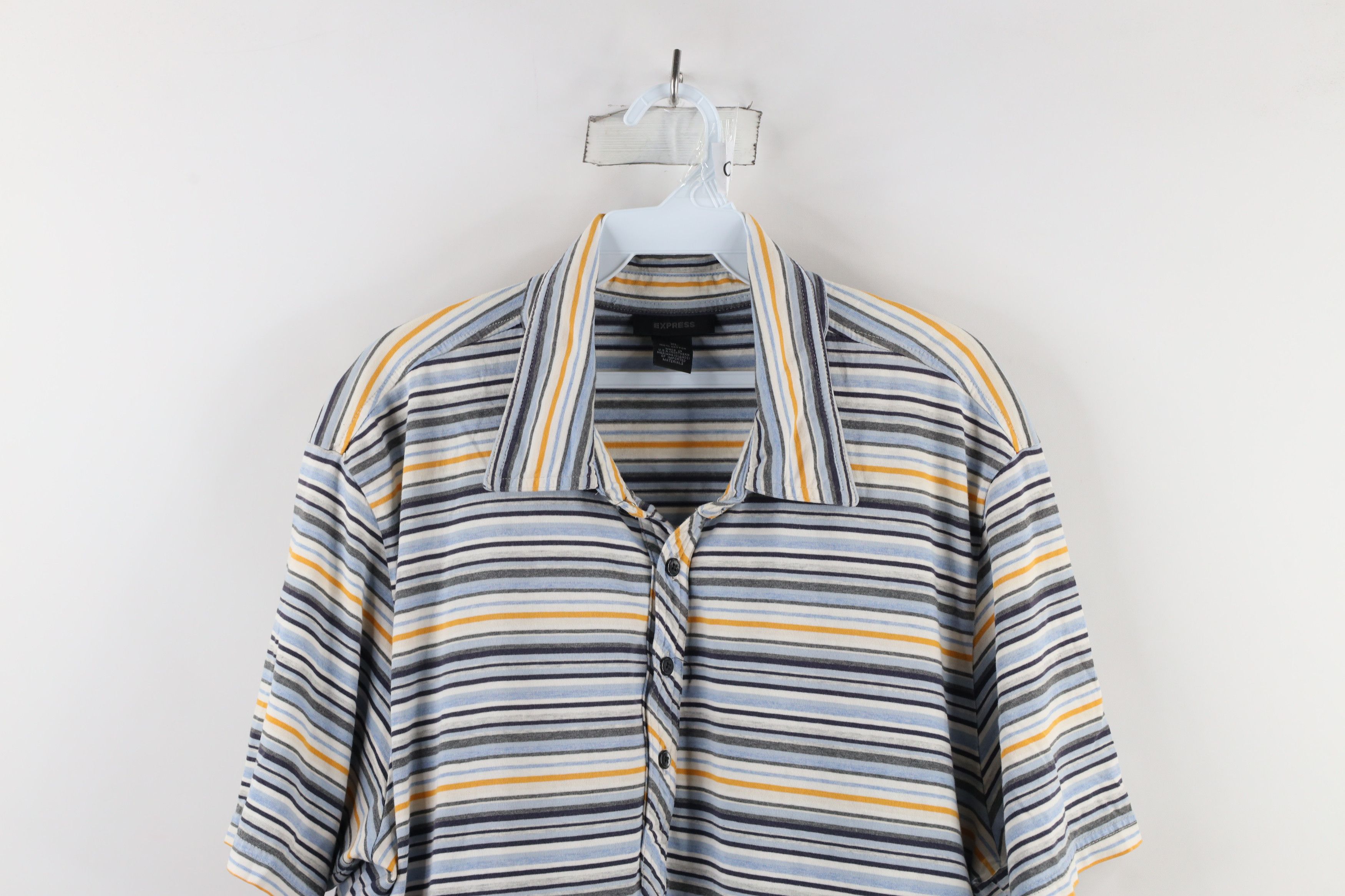 Express × Vintage Express Block Short Sleeve Collared Golf Polo Shirt Cotton Size US XL / EU 56 / 4 - 2 Thumbnail