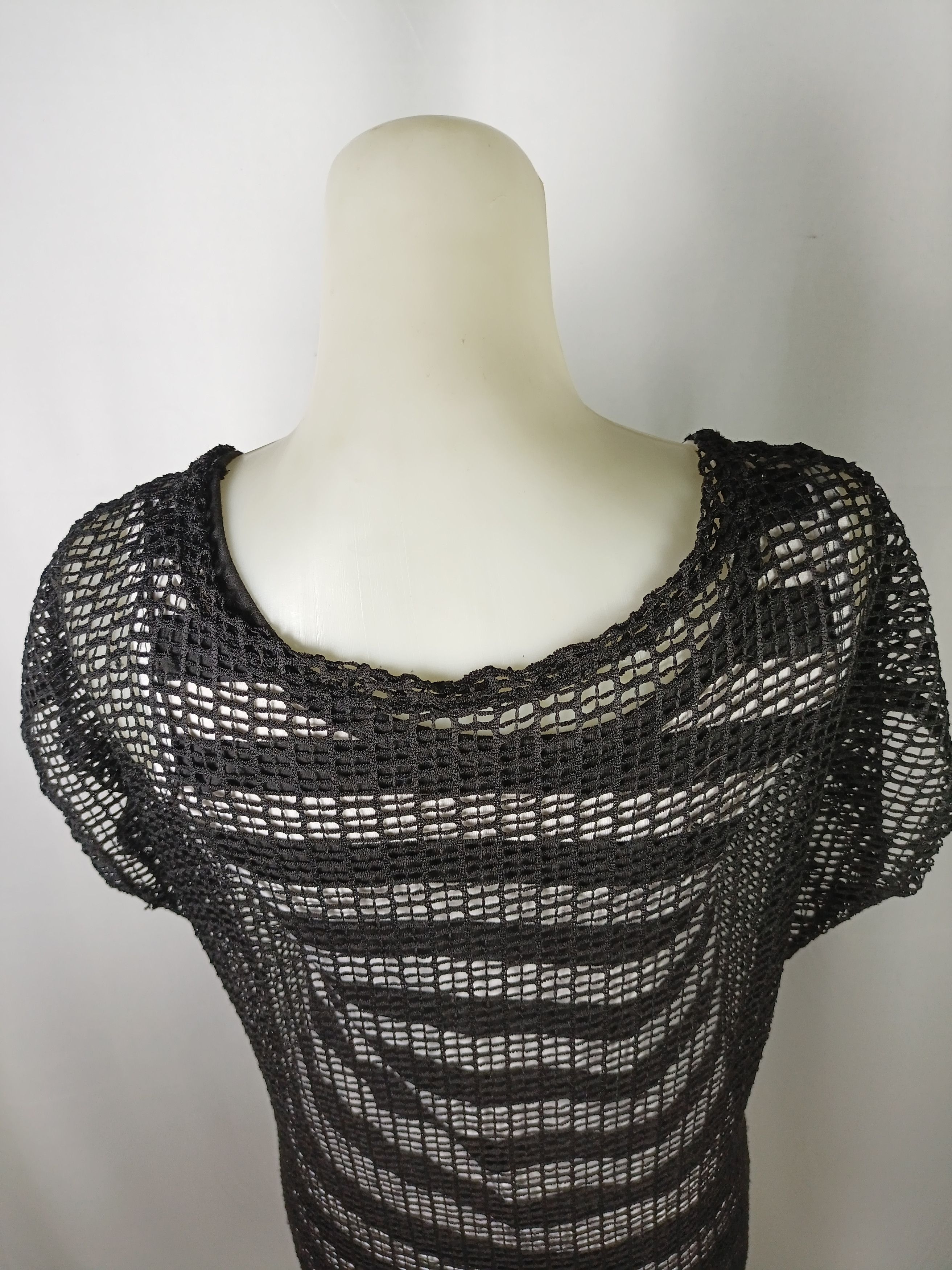 Japanese Brand Women's Black Mesh Black & White Stripped Sleeveless Dress Size M / US 6-8 / IT 42-44 - 18 Thumbnail