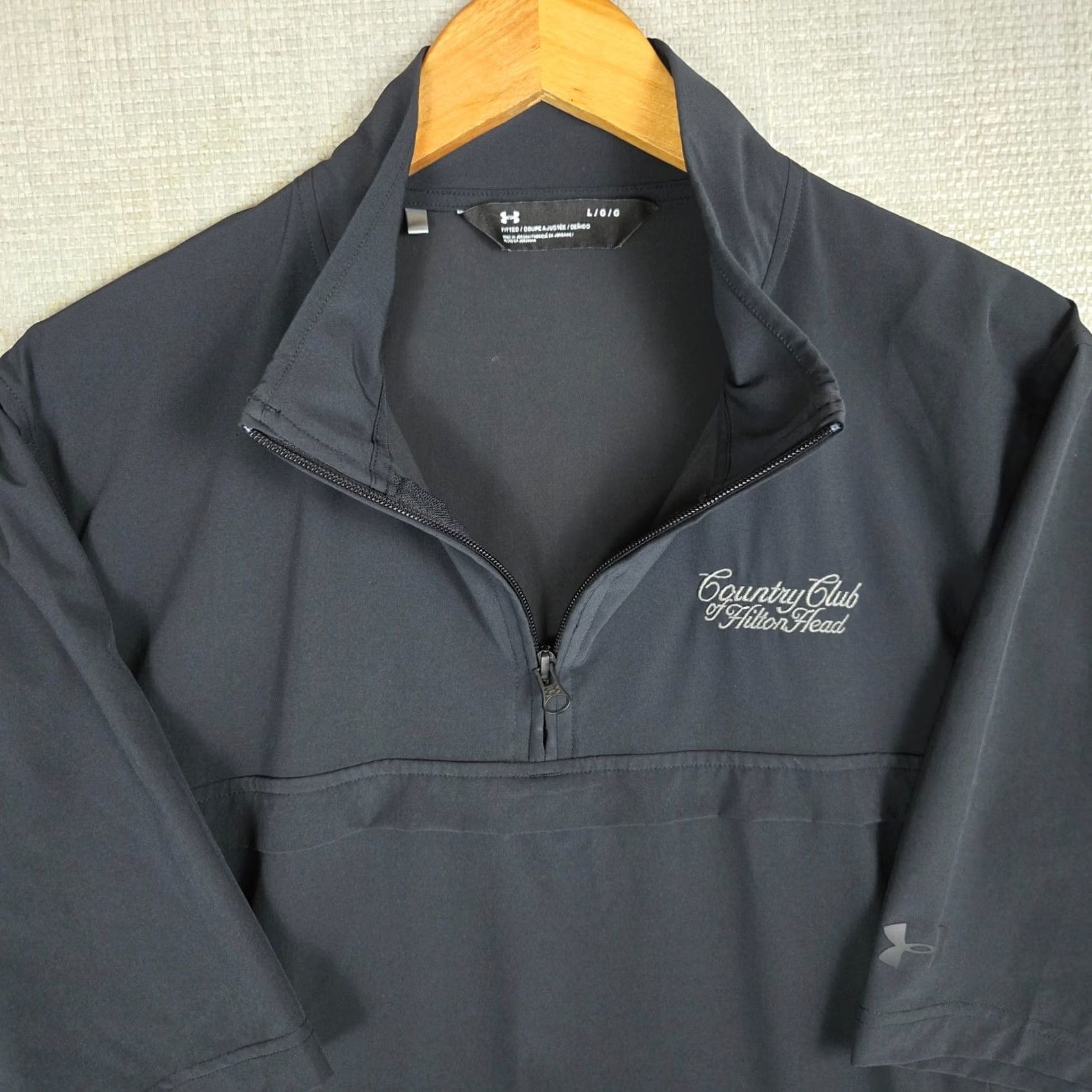 Under Armour Under Armour Mens 1/4 Zip Windbreaker Jacket Pullover Black Blue Shirt? Size US L / EU 52-54 / 3 - 4 Thumbnail