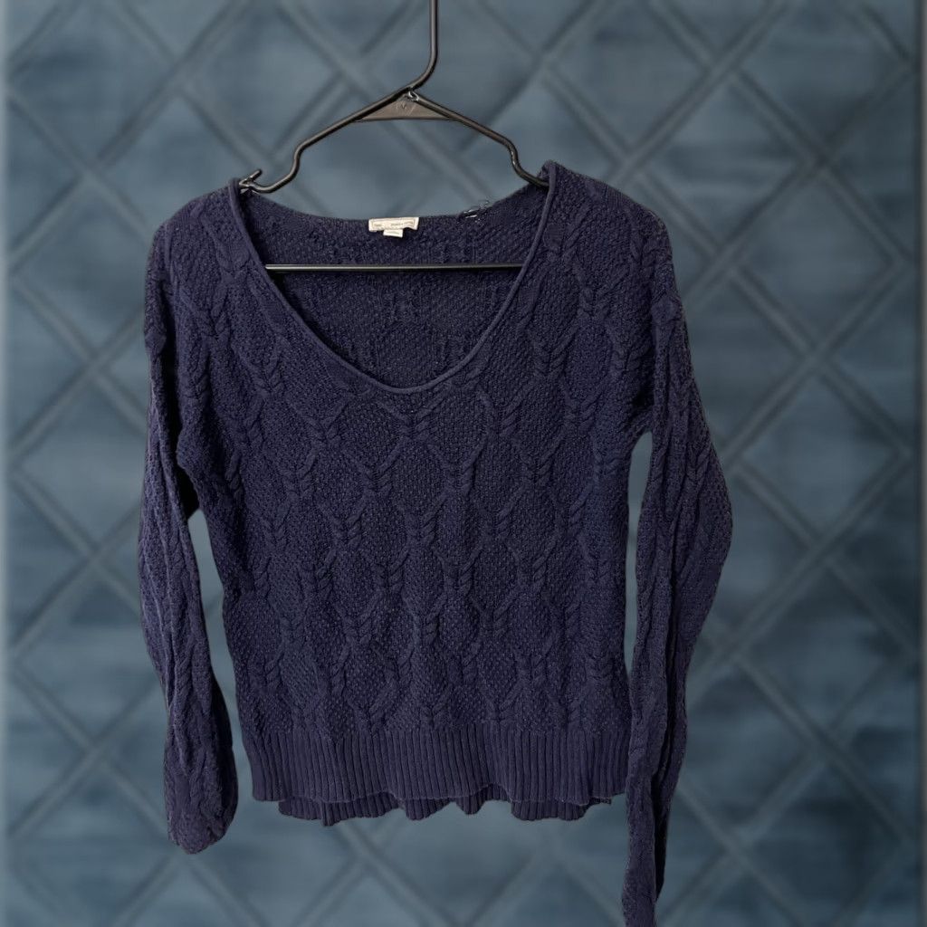 Gap Gap Navy Blue Cable Knit V Neck Pullover Sweater Casual Wear Women's Size XS Size XS / US 0-2 / IT 36-38 - 1 Thumbnail