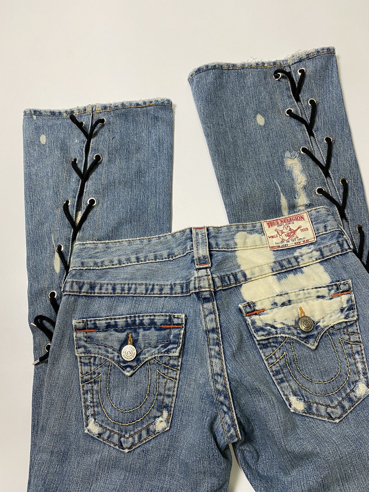 If Six Was Nine × Japanese Brand × True Religion Lace up flared true religion vkei style distressed bleach Size US 30 / EU 46 - 5 Thumbnail