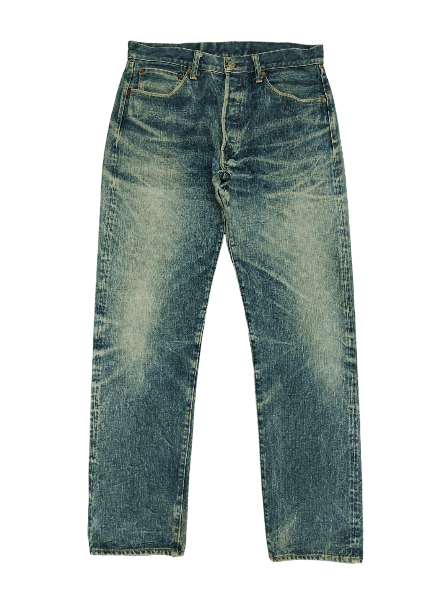 Burgus Plus 1990s Burgus Plus Lot 757 Distress Faded Selvedge Jeans Size US 32 / EU 48 - 1 Thumbnail
