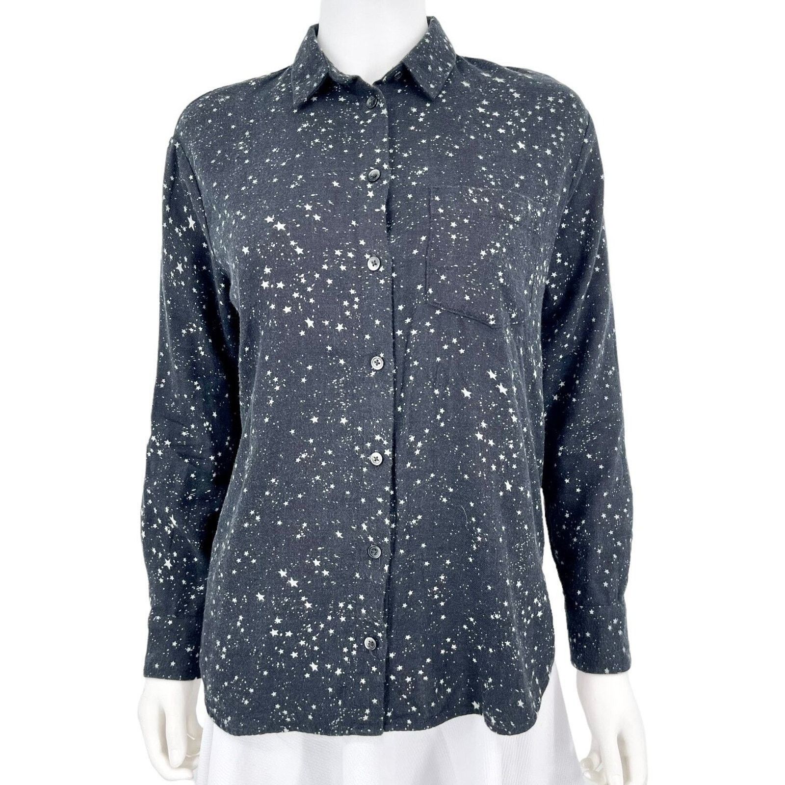 Madewell Madewell Button Up Top XS Oversized EX Boyfriend Black Star Size XS / US 0-2 / IT 36-38 - 1 Thumbnail