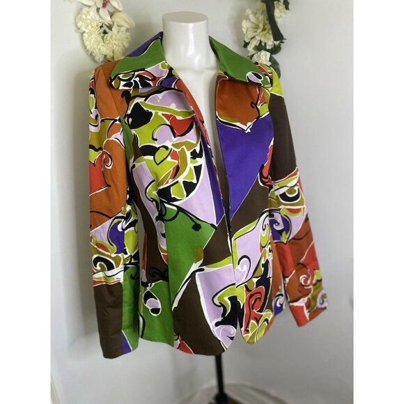 Other VTG Dana Buchman Size 4 Blazer Jacket Multi Color Abstract P Size S / US 4 / IT 40 - 3 Thumbnail