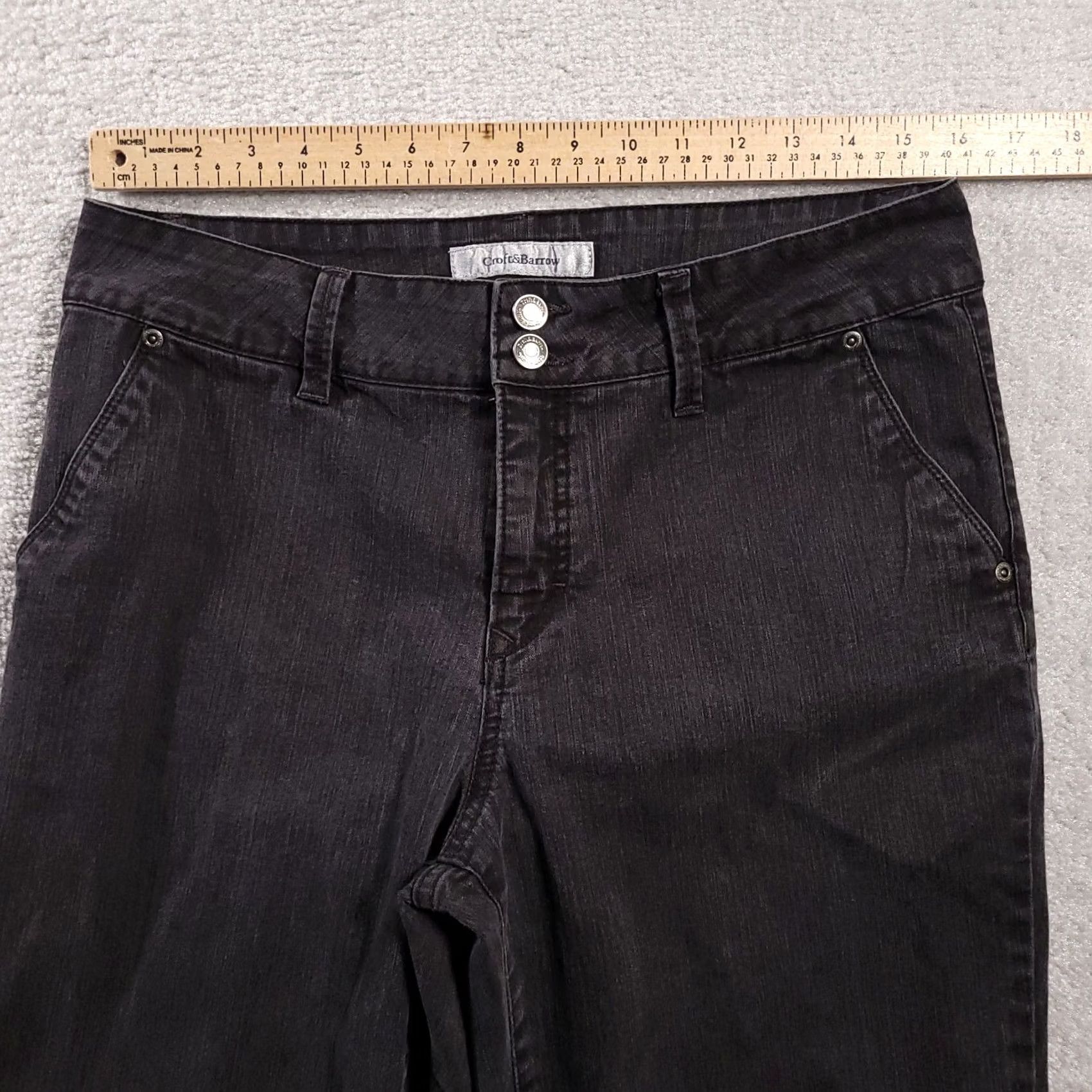 Croft & Barrow Croft & Barrow Jeans Women's Black Boot Mid Rise Stretch Double Button 12 Size 34" / US 12 / IT 48 - 4 Thumbnail