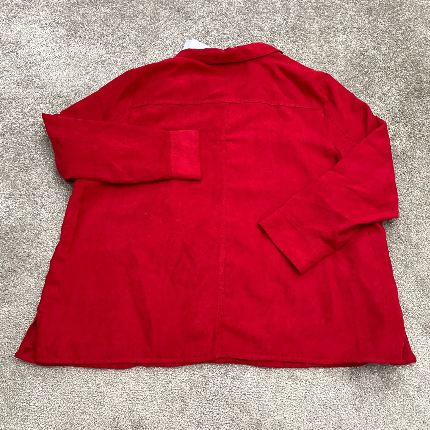 Vintage Liz & Me Shirt Womens XL Red Long Sleeve Button-Up Embroidered Studded NWT New Velvet Suede Fashion? Size XL / US 12-14 / IT 48-50 - 2 Thumbnail