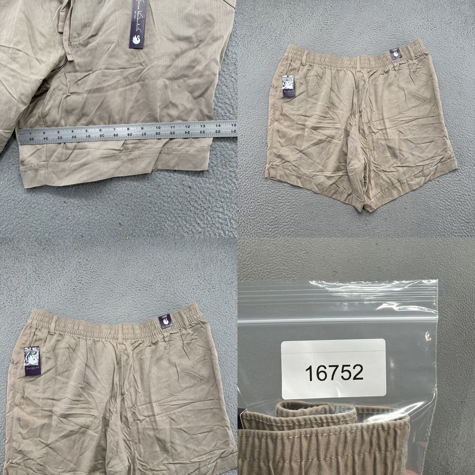 Gloria Vanderbilt Gloria Vanderbilt Molly Shorts Beige Rayon Cuffed Drawstring Elastic Waistband 18W Women Shorts +Pockets Casual Mid Rise Knit 90s Stil No Size 40" / US 18 - 8 Thumbnail