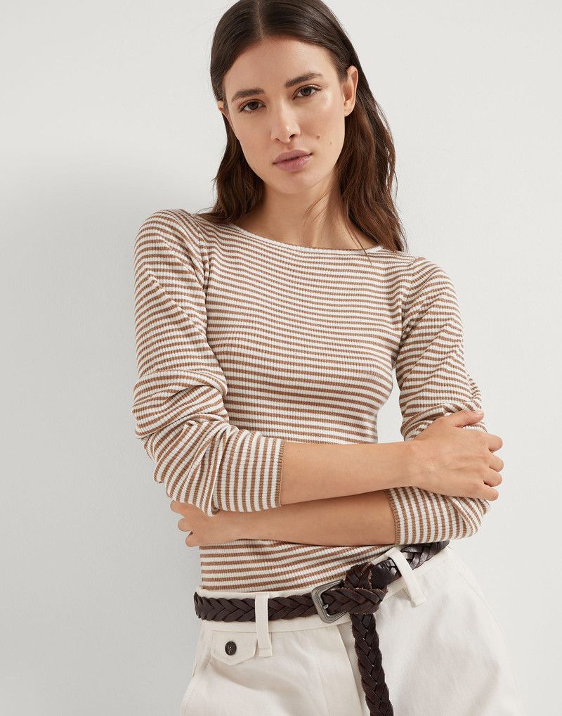 Brunello Cucinelli o1la1rc1a0326 Sparkling Striped Cashmere Sweater Multicolor Size S / US 4 / IT 40 - 4 Thumbnail