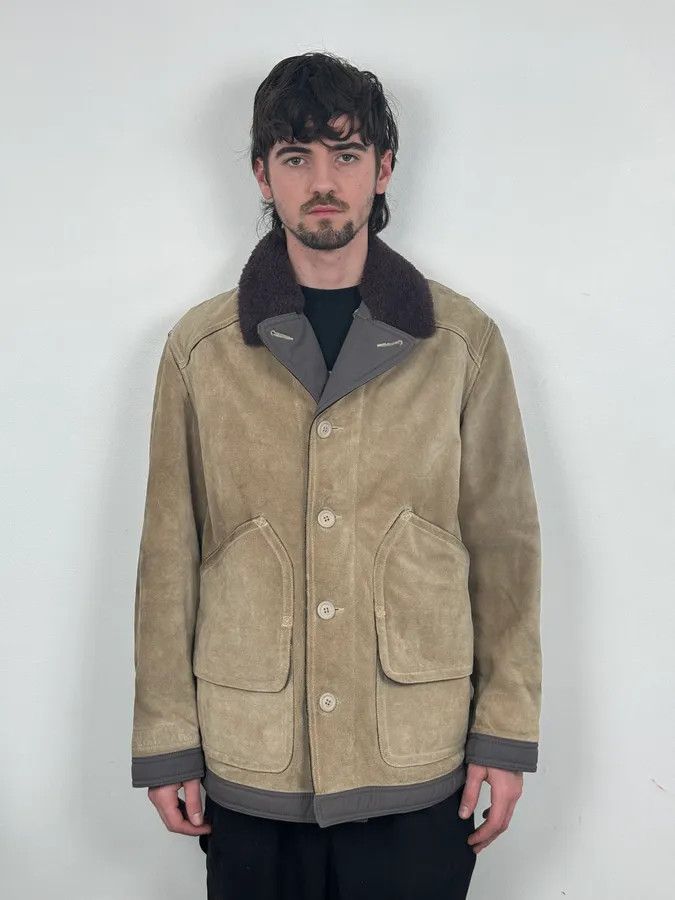 1990s Armani Beige Shearling Leather Jacket