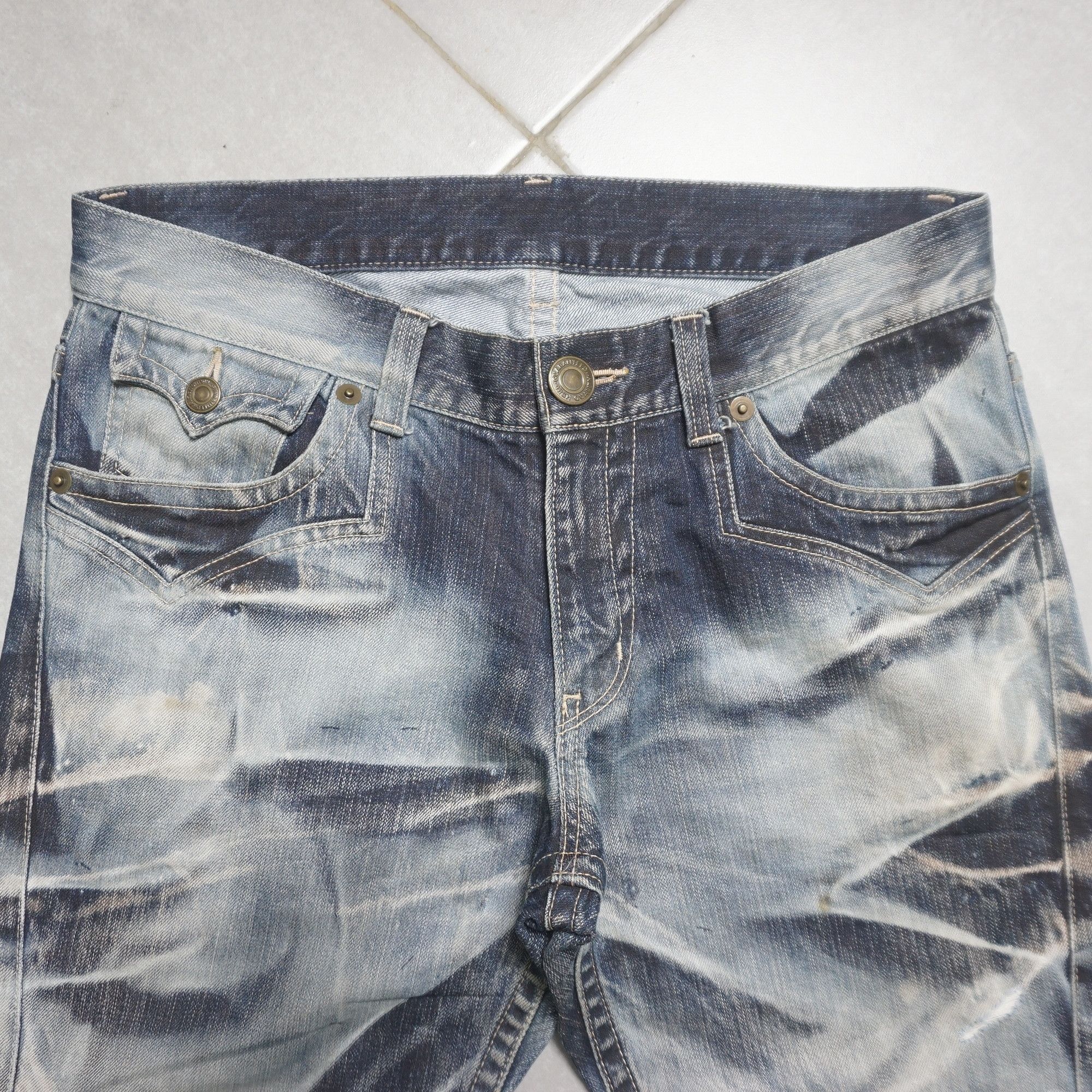 Japanese Brand Crazy distressed Rattle trap denim Size US 34 / EU 50 - 4 Thumbnail