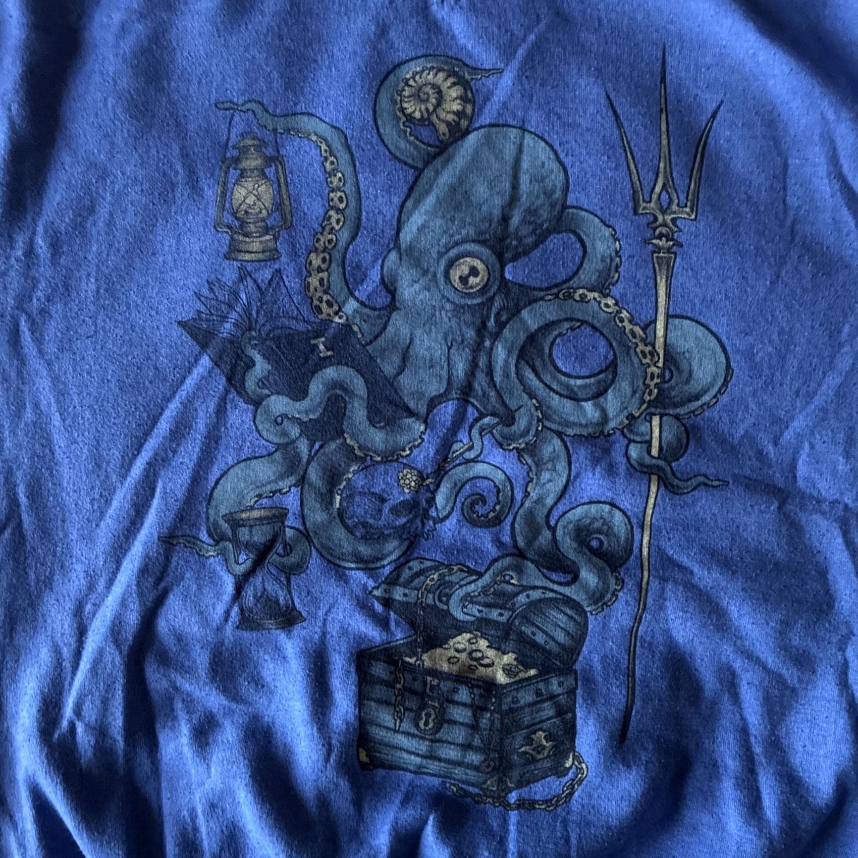Vintage CURBSIDE Octopus Sweater Mens Medium Blue Crew Neck Pullover Cotton Polyester Size US M / EU 48-50 / 2 - 5 Thumbnail