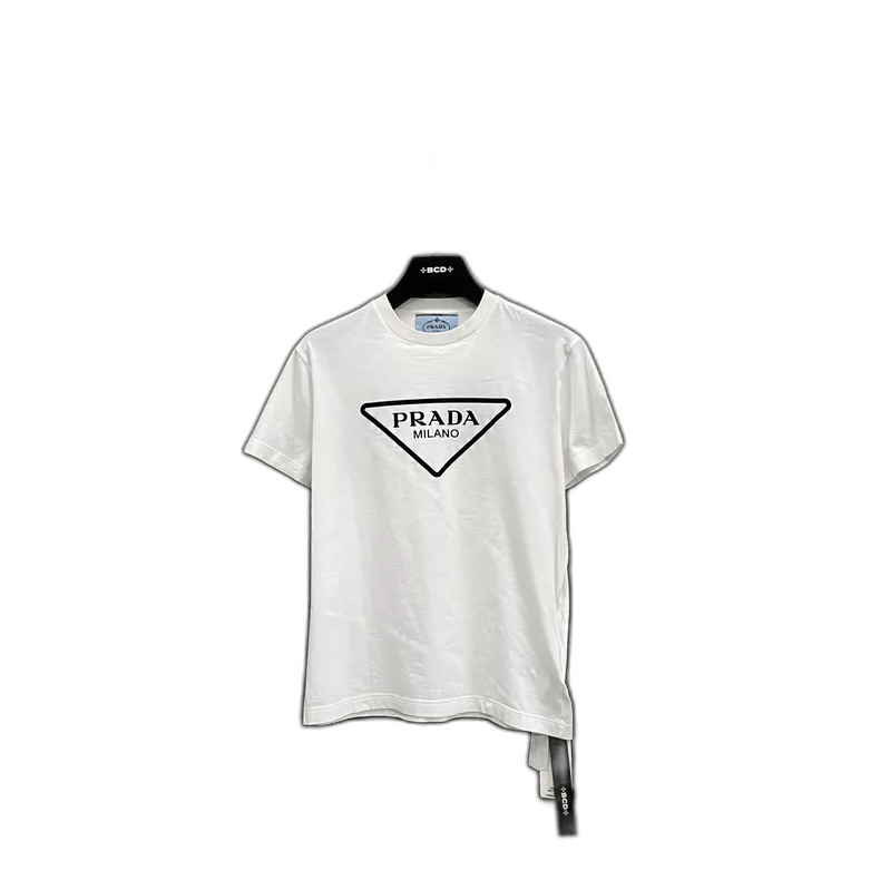 PRADA White Triangle Logo Short Sleeve Tshirt-2506