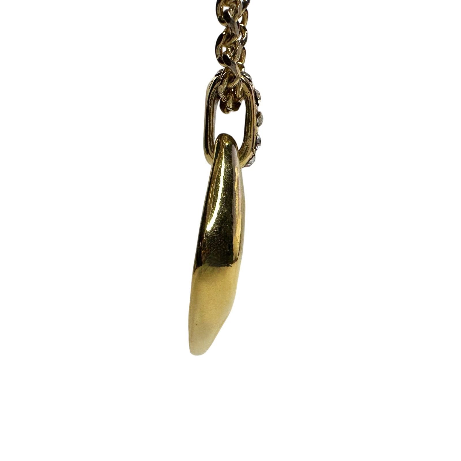 Yves Saint Laurent Yves Saint Laurent (YSL) Gold-Plated Necklace w Rhinestones Size ONE SIZE - 6 Thumbnail