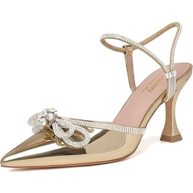 Other Susanny Women's Size 9 Gold Rhinestone Closed Toe Heels Size US 9 / IT 39 - 1 Thumbnail