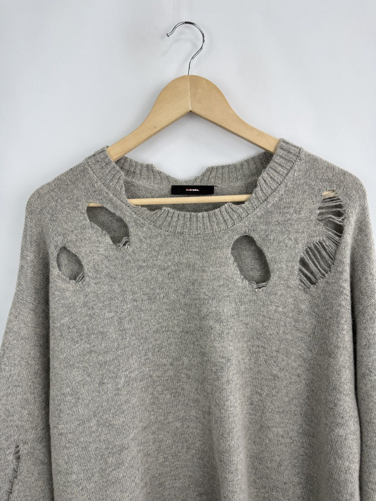 Diesel 🇮🇹 Diesel Distressed Alpaca Wool Knit Sweater Made in Italy Size L / US 10 / IT 46 - 11 Thumbnail