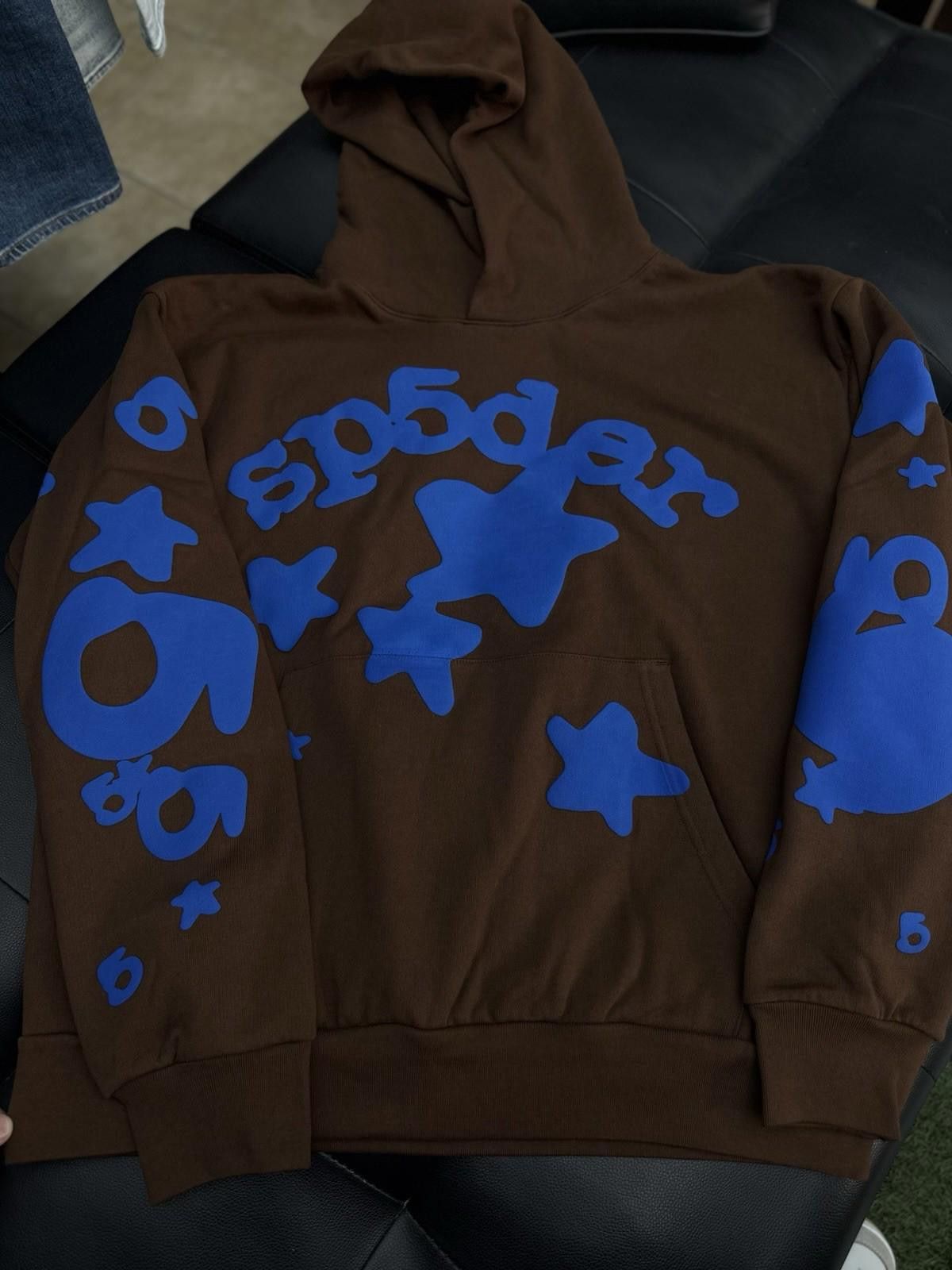 Sp5der Sp5der Worldwide Brown/Blue Hoodie Size (XL) (NEW) Size US XL / EU 56 / 4 - 3 Thumbnail