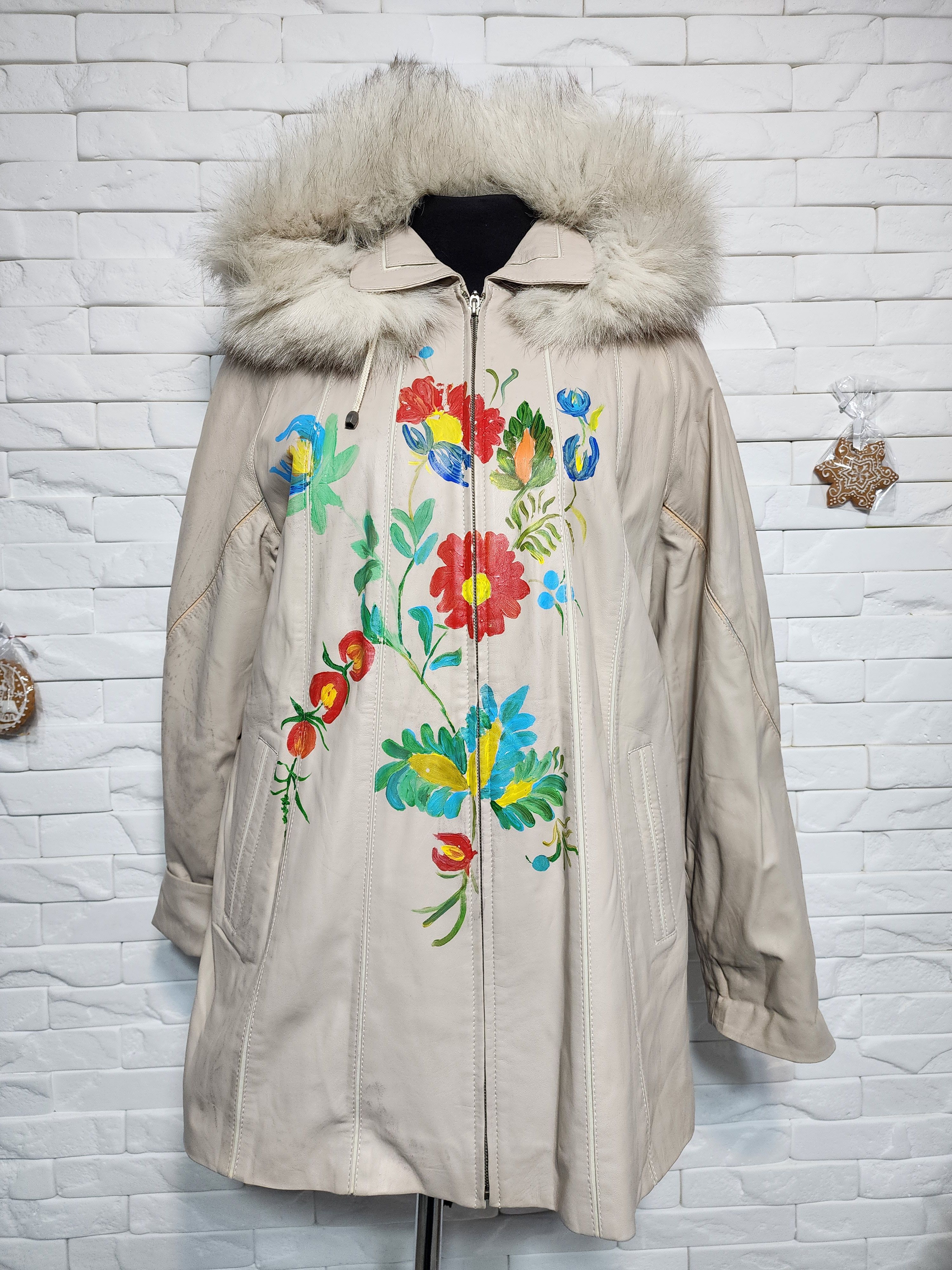 Genuine Leather Beige Leather Jacket: Women's Metal Zipper Front, Pockets Size L / US 10 / IT 46 - 1 Thumbnail
