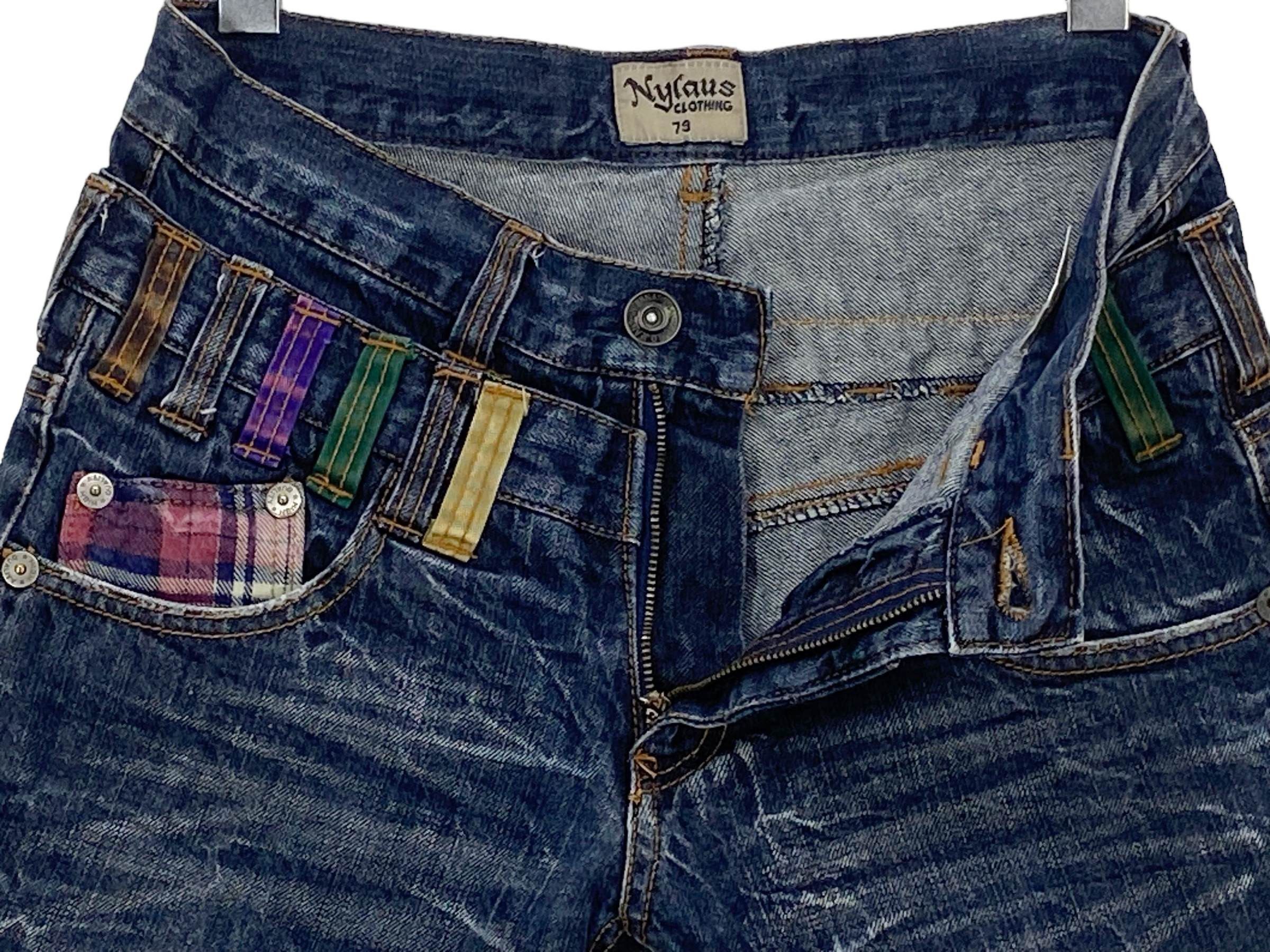 Japanese Brand Nylaus Short Jeans Double Waist Jeans Japanese Jeans Size US 29 - 3 Thumbnail