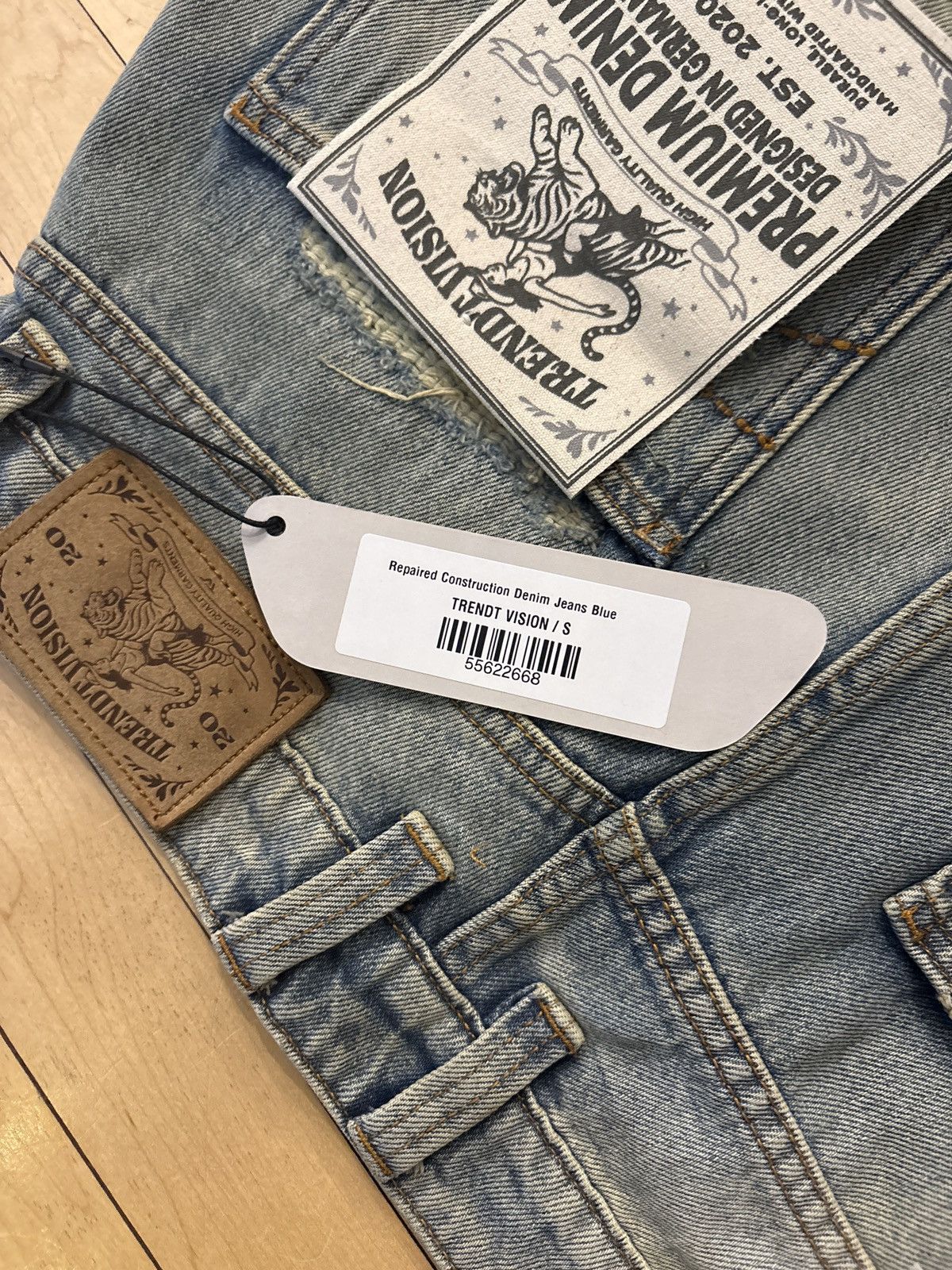 Trendt Vision Trendt Vision Repaired Construction Denim Jeans Blue Size US 31 - 3 Thumbnail
