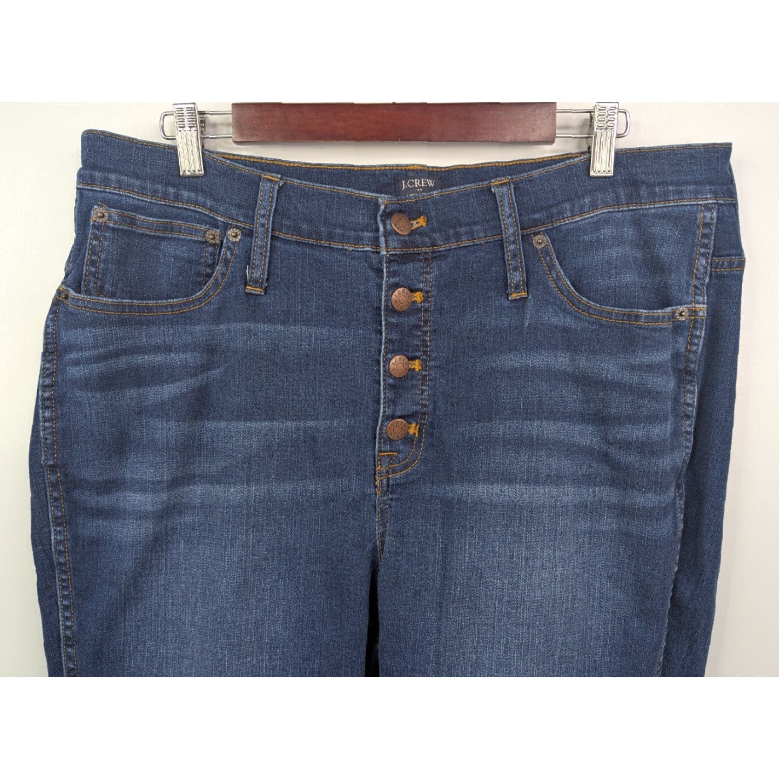 J.Crew J. Crew High-Rise Vintage Straight Jean Button Fly 34 Stormy Ink Blue AB622 Womens Jeans Modern American Style Cropped 5-Pocket Size 24" / US 00 / IT 34 - 2 Thumbnail
