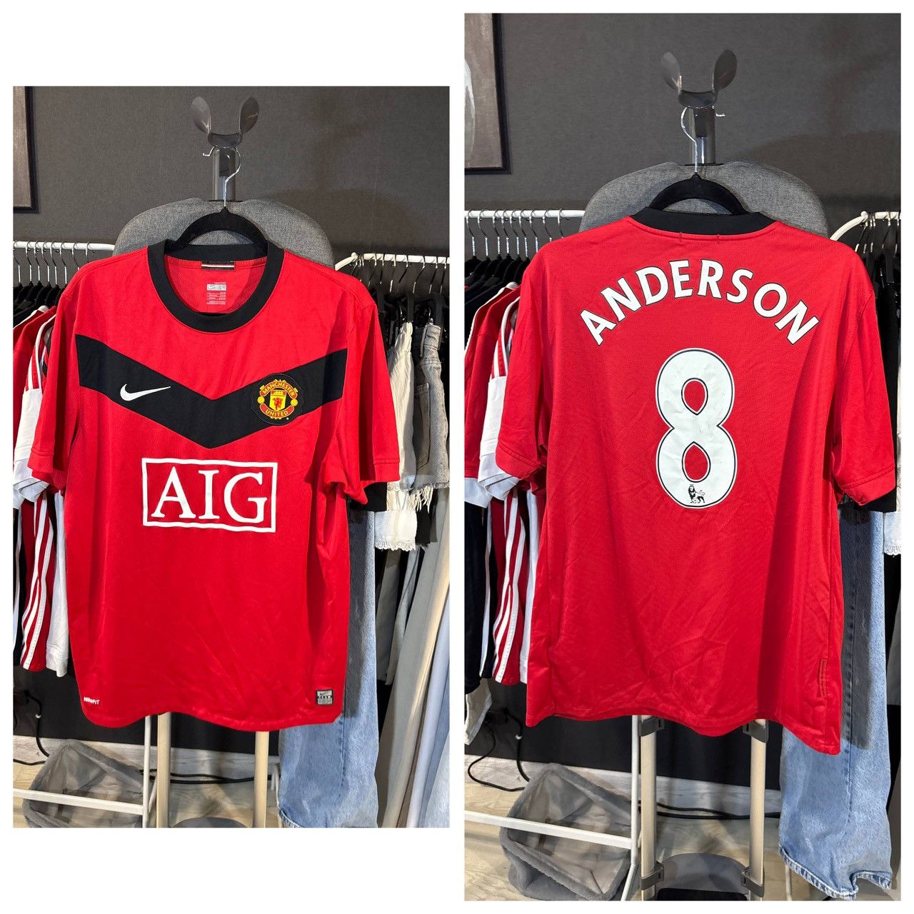 Nike Manchester United 2009-2010 Home Jersey Anderson Size:L in Red, Men's