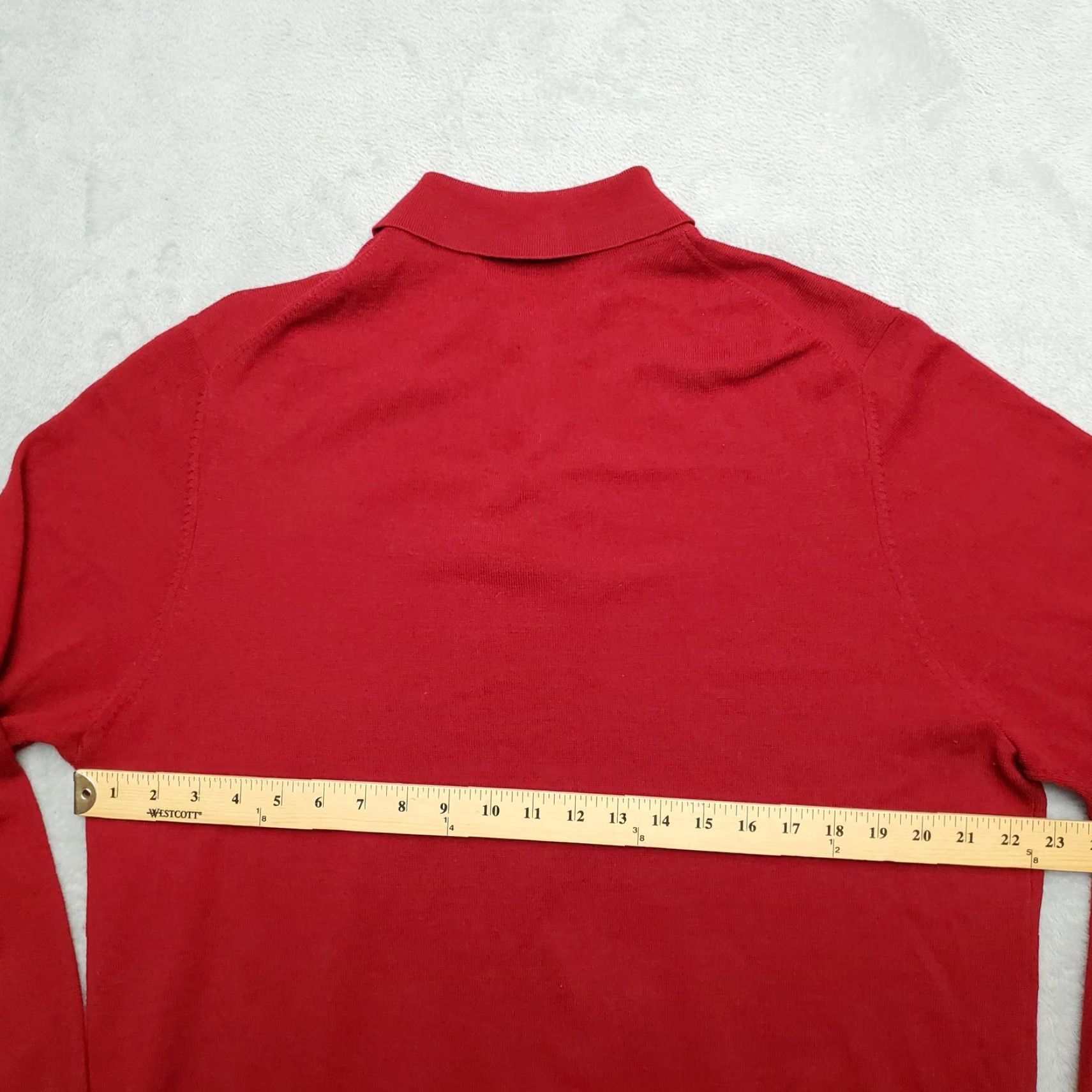 Vintage Davis & Squire Sweater Men XL Red 100% Extra Fine Merino Wool Long Sleeve Casual Pullover Knit Button Solid MENS Size US XL / EU 56 / 4 - 8 Thumbnail