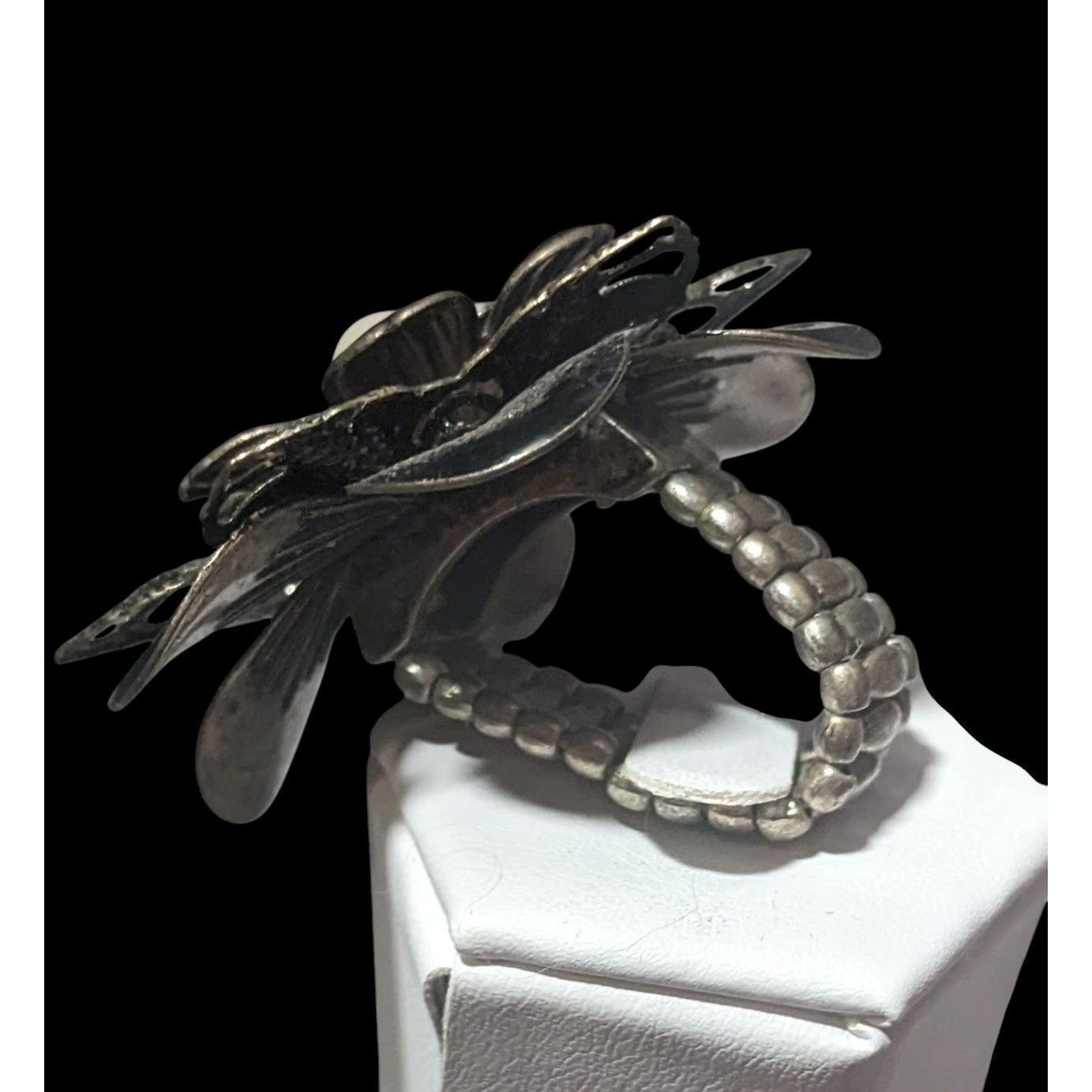 Other Vintage Whimsygoth Floral Black And Silver Tone Statement St Size ONE SIZE - 6 Thumbnail