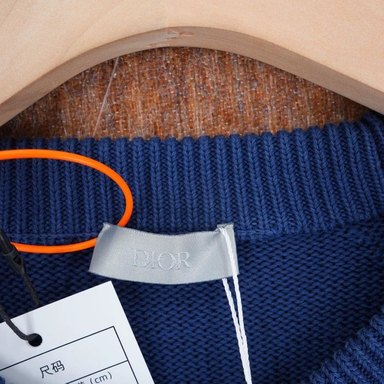 Dior Dior Navy Knit Sweater with Logo Details-2506 Size L / US 10 / IT 46 - 3 Thumbnail