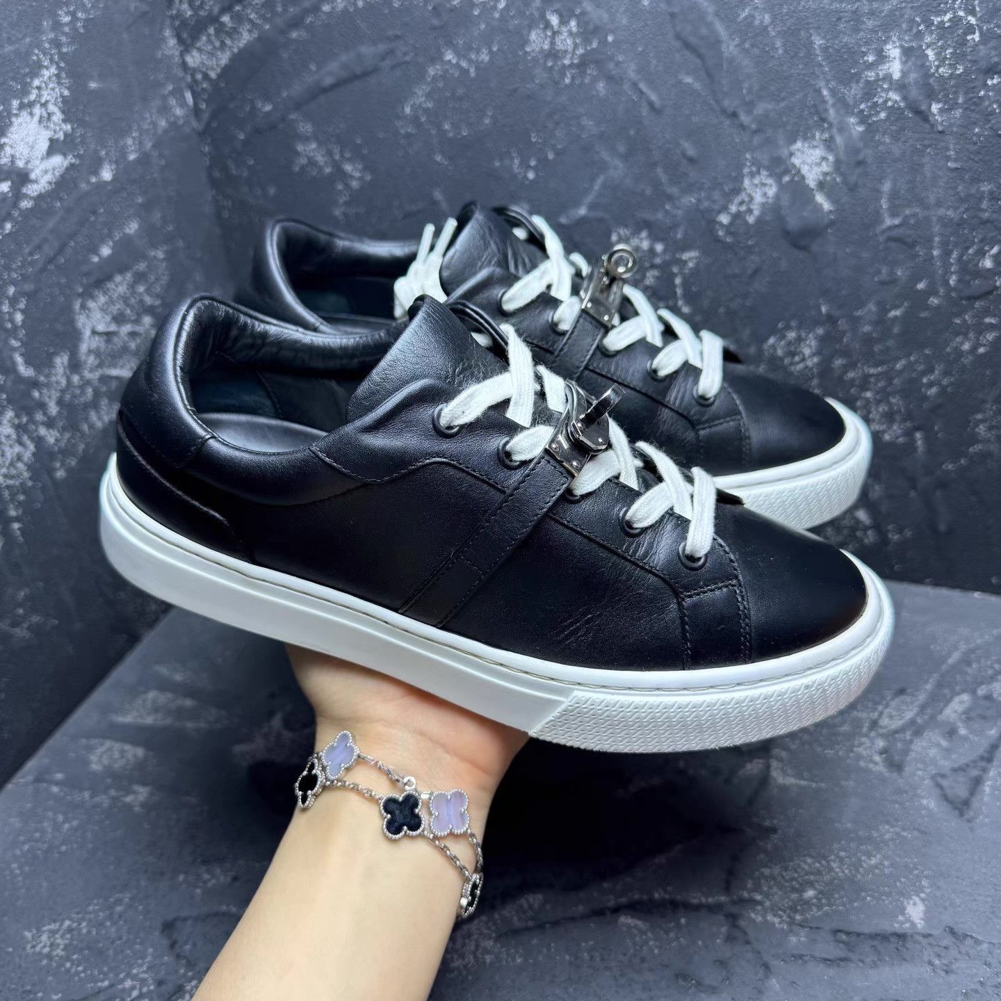 Hermes Hermès Kelly Black Silver Sneakers Q10 Size US 7 / IT 37 - 2 Thumbnail