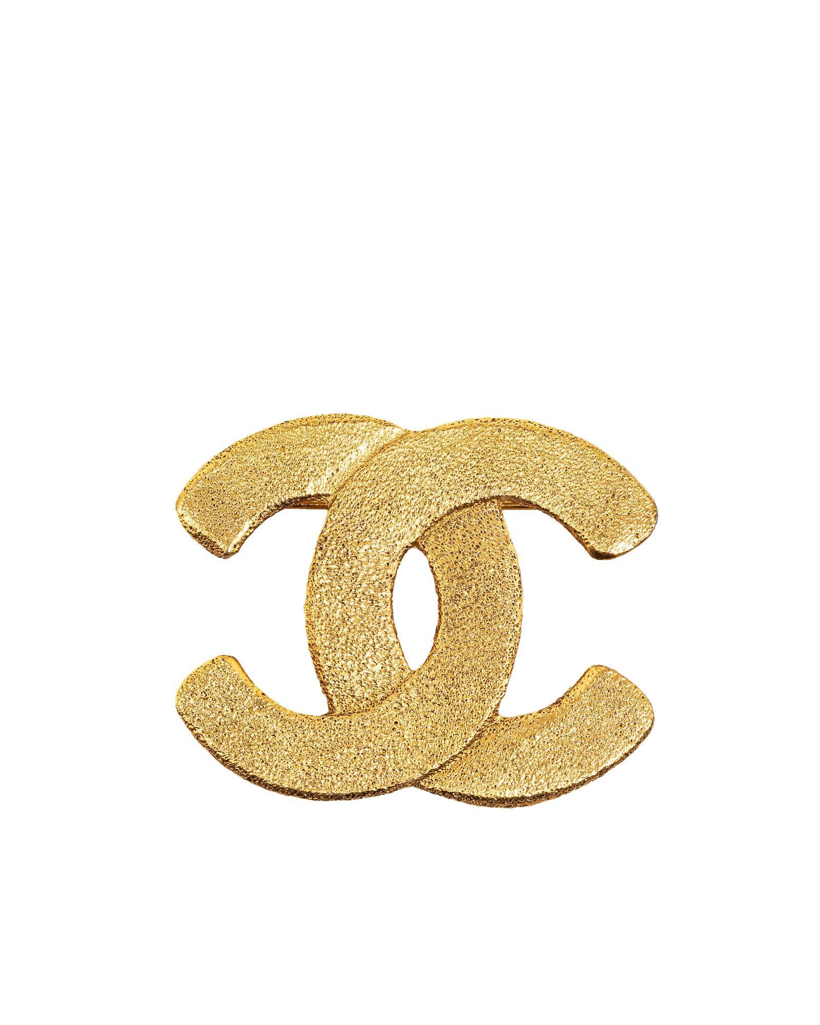 image of Chanel Gold-Tone Metal Brooch With Back Pin Closure, Women's
