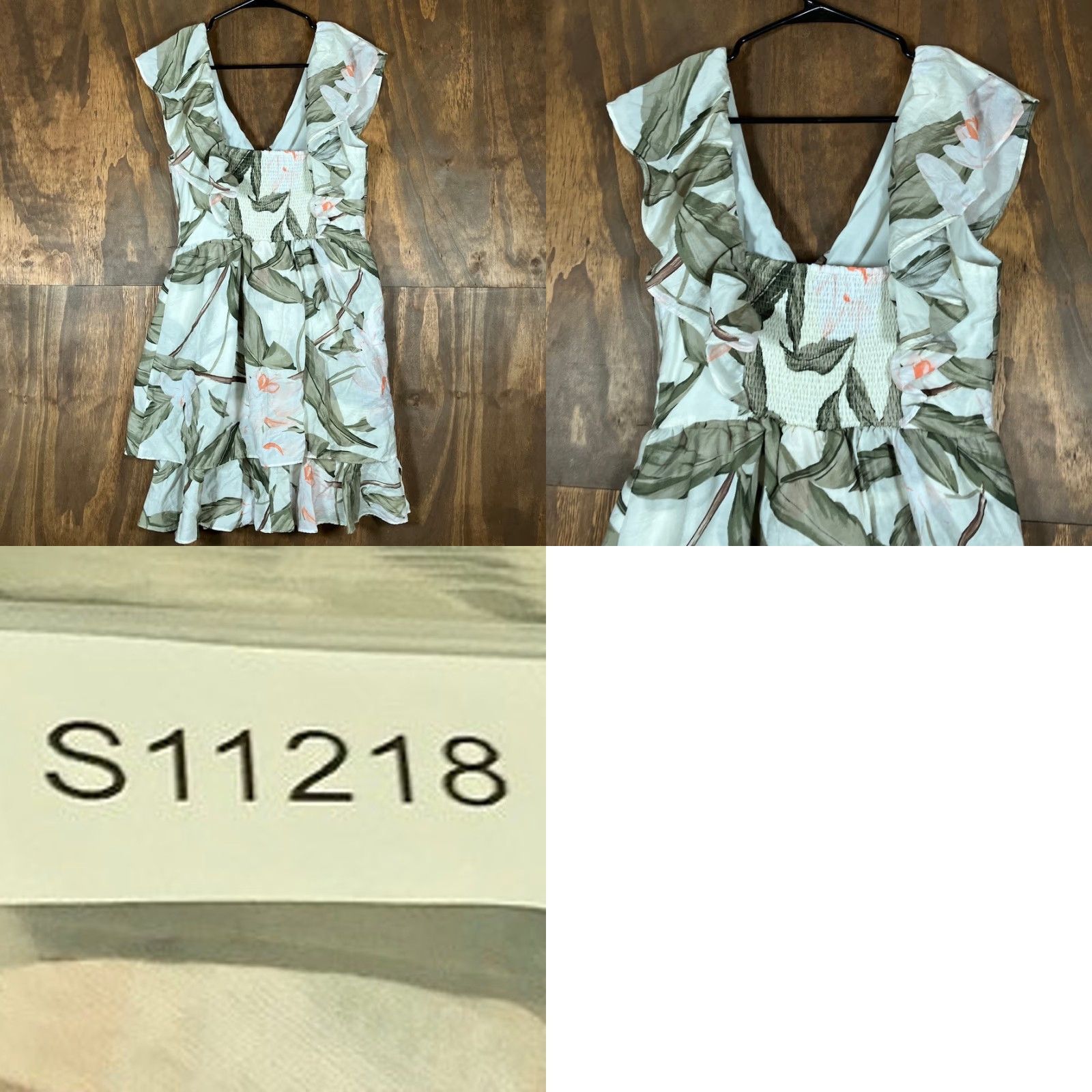 Express Express Womens Dress Midi Cream Floral Wrap V-Neck Layered Short Sleeve Flutter Sleeve Small Size S / US 4 / IT 40 - 8 Thumbnail